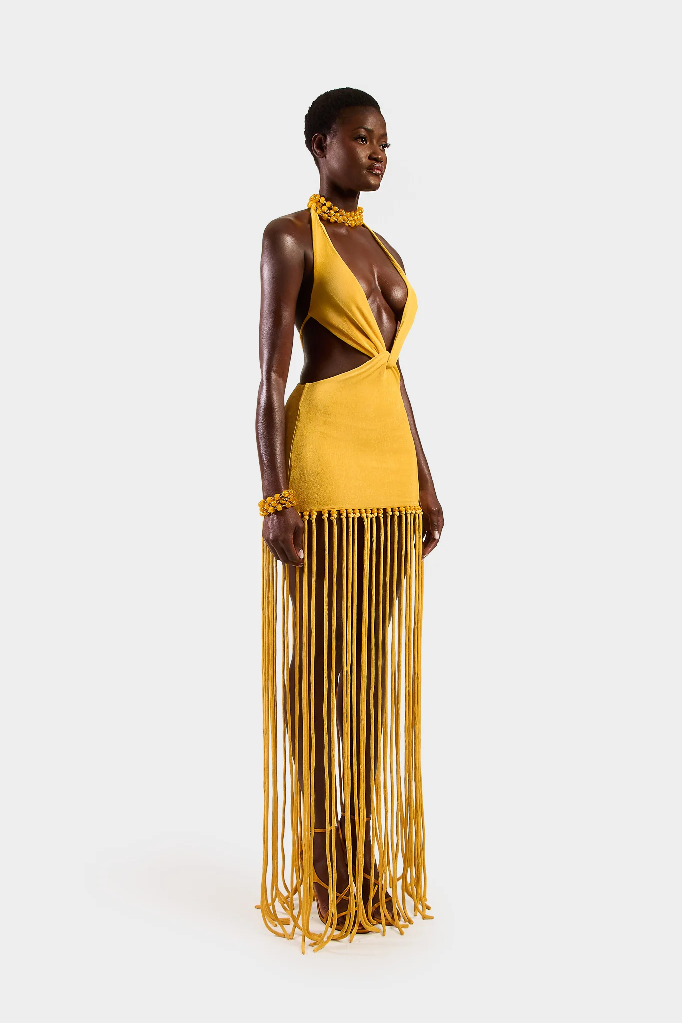 Cut Out Tassel Dress - Yellow - Image 8