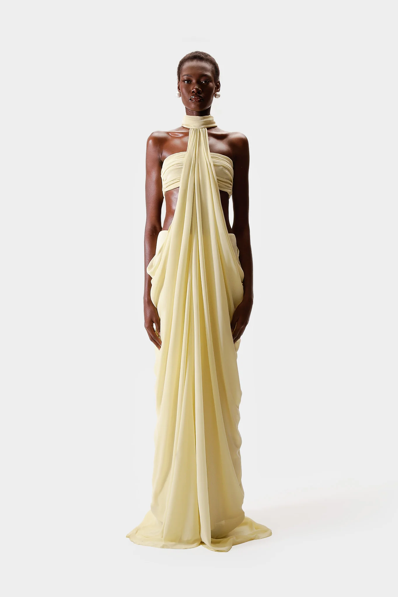 Draped Chiffon Maxi - Butter Yellow