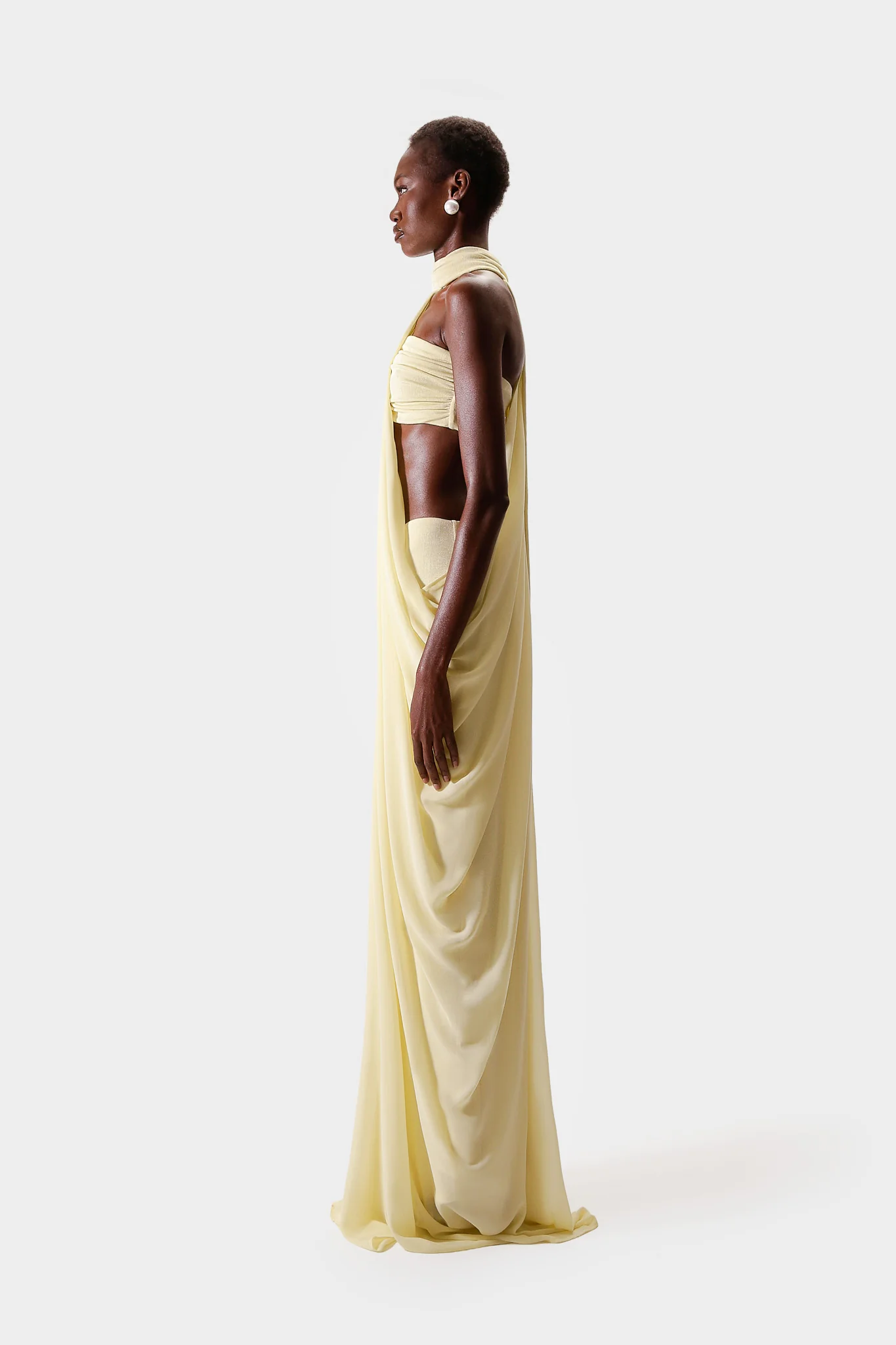Draped Chiffon Maxi - Butter Yellow - Image 3