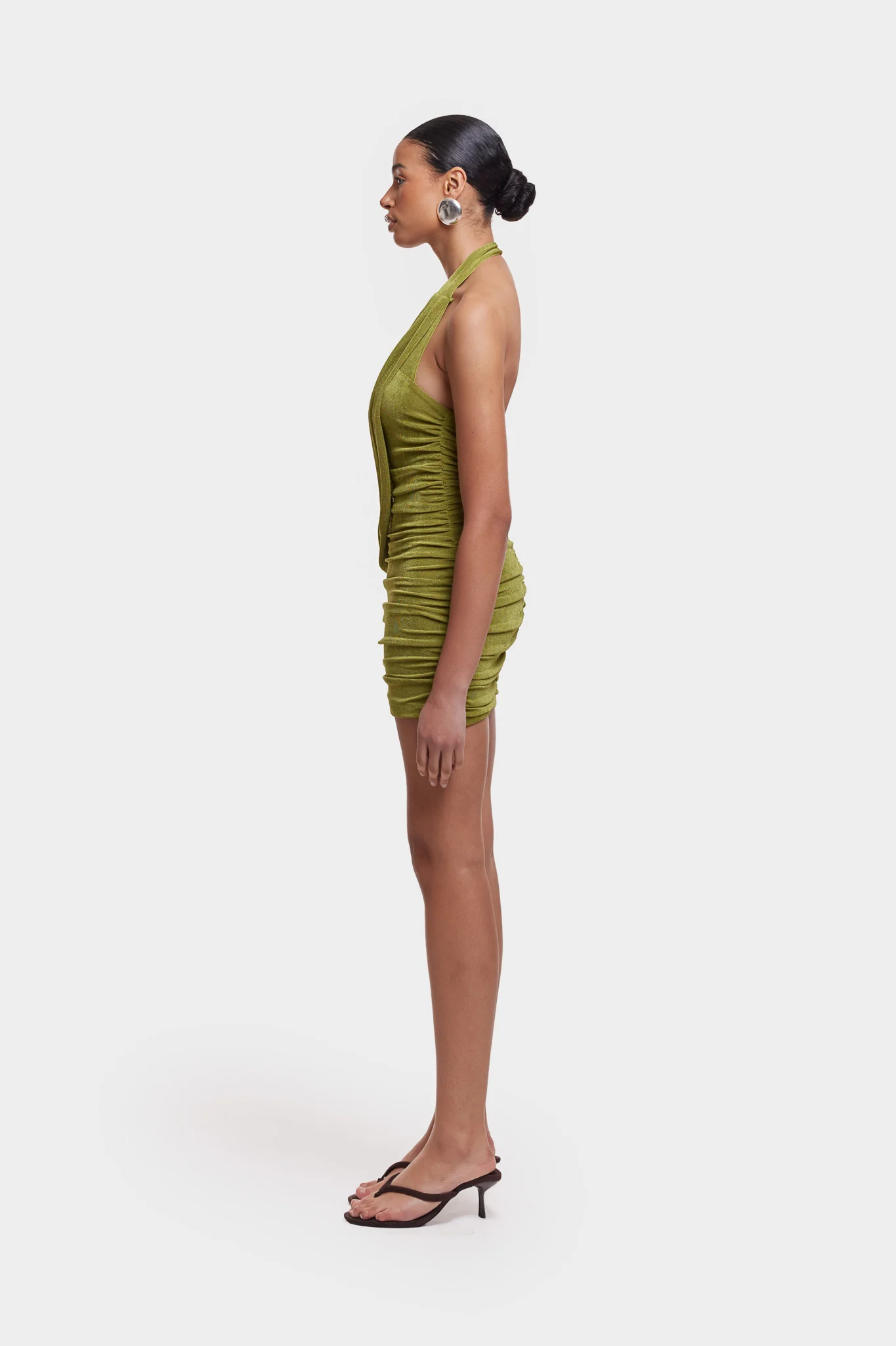 Draped Halter Mini - Lime Green - Image 3