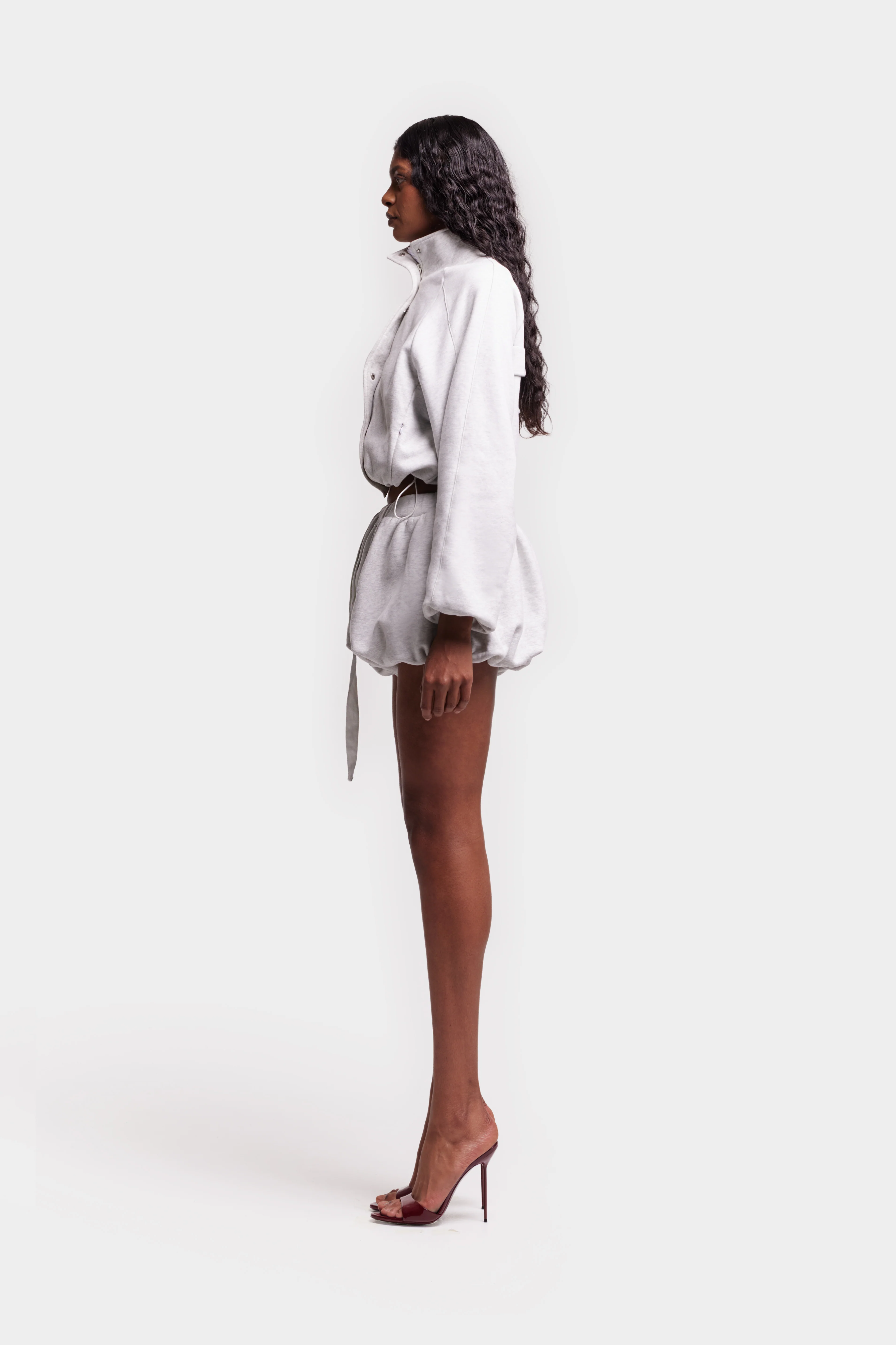 Funnel Neck Zip Jacket - Grey - Image 3