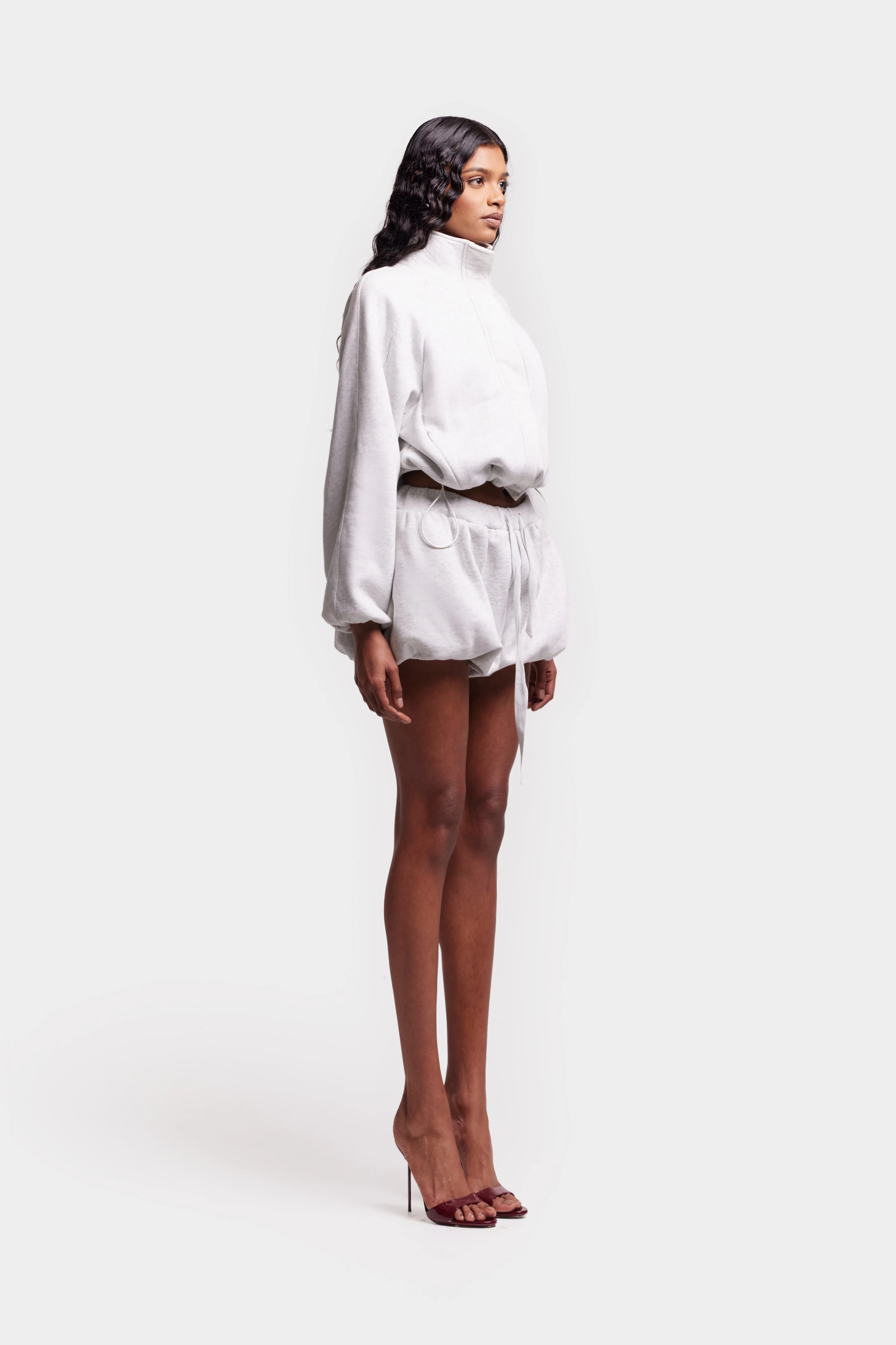Funnel Neck Zip Jacket - Grey - Image 8