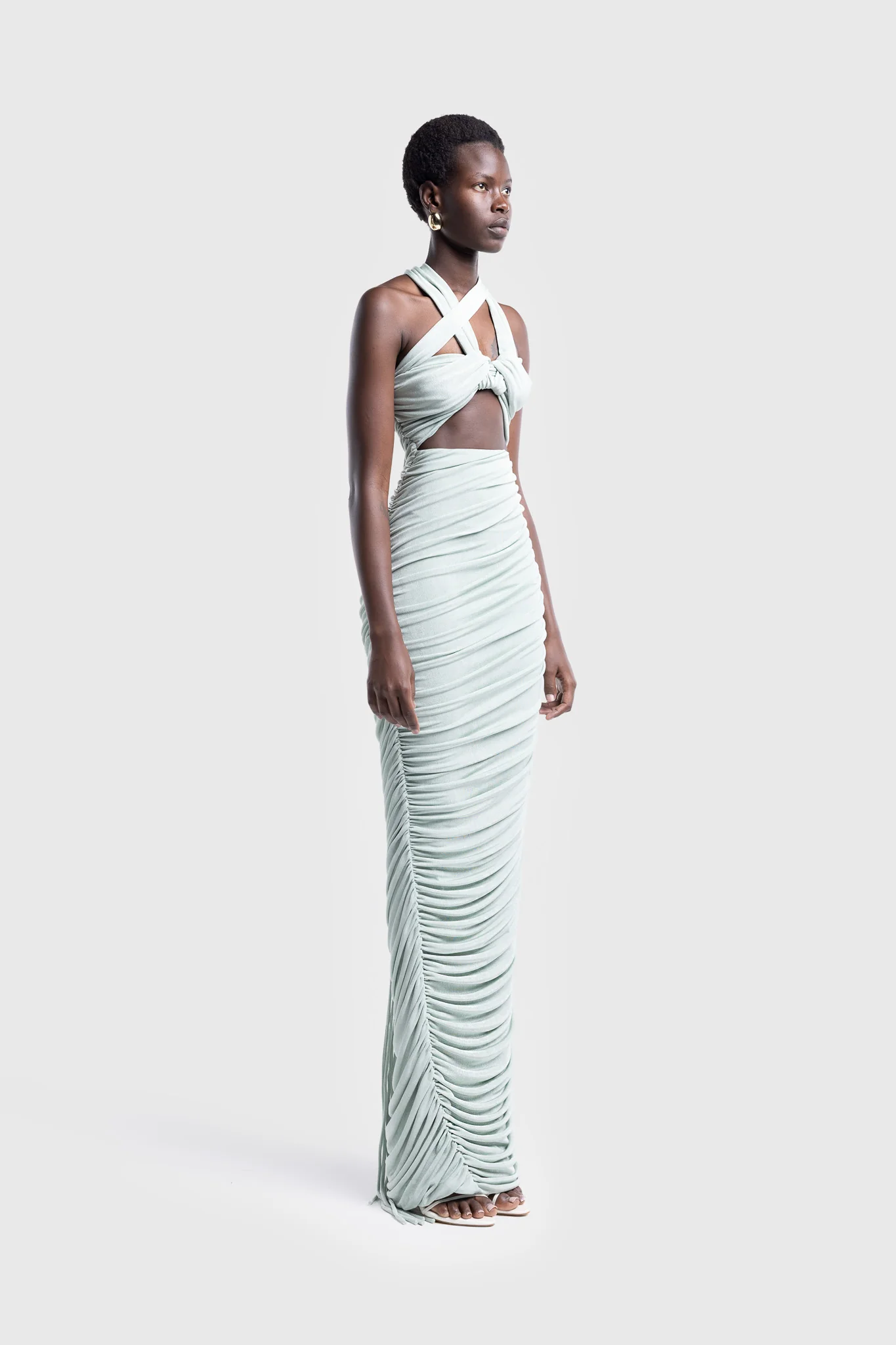 Kesh Asymmetric Ruched Dress - Warm Matcha - Image 5