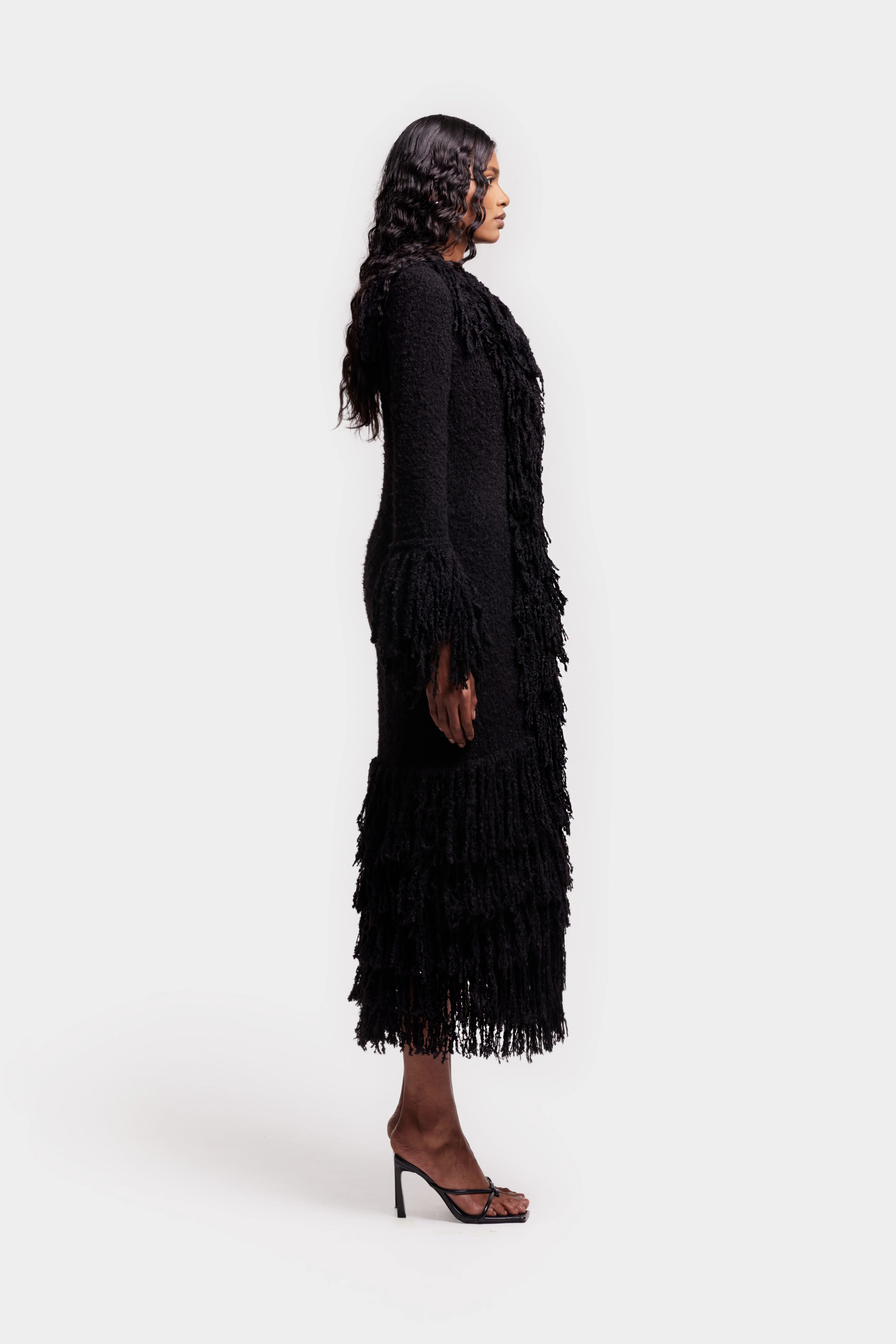 Knitted Alpaca Fur Coat - Black - Image 4