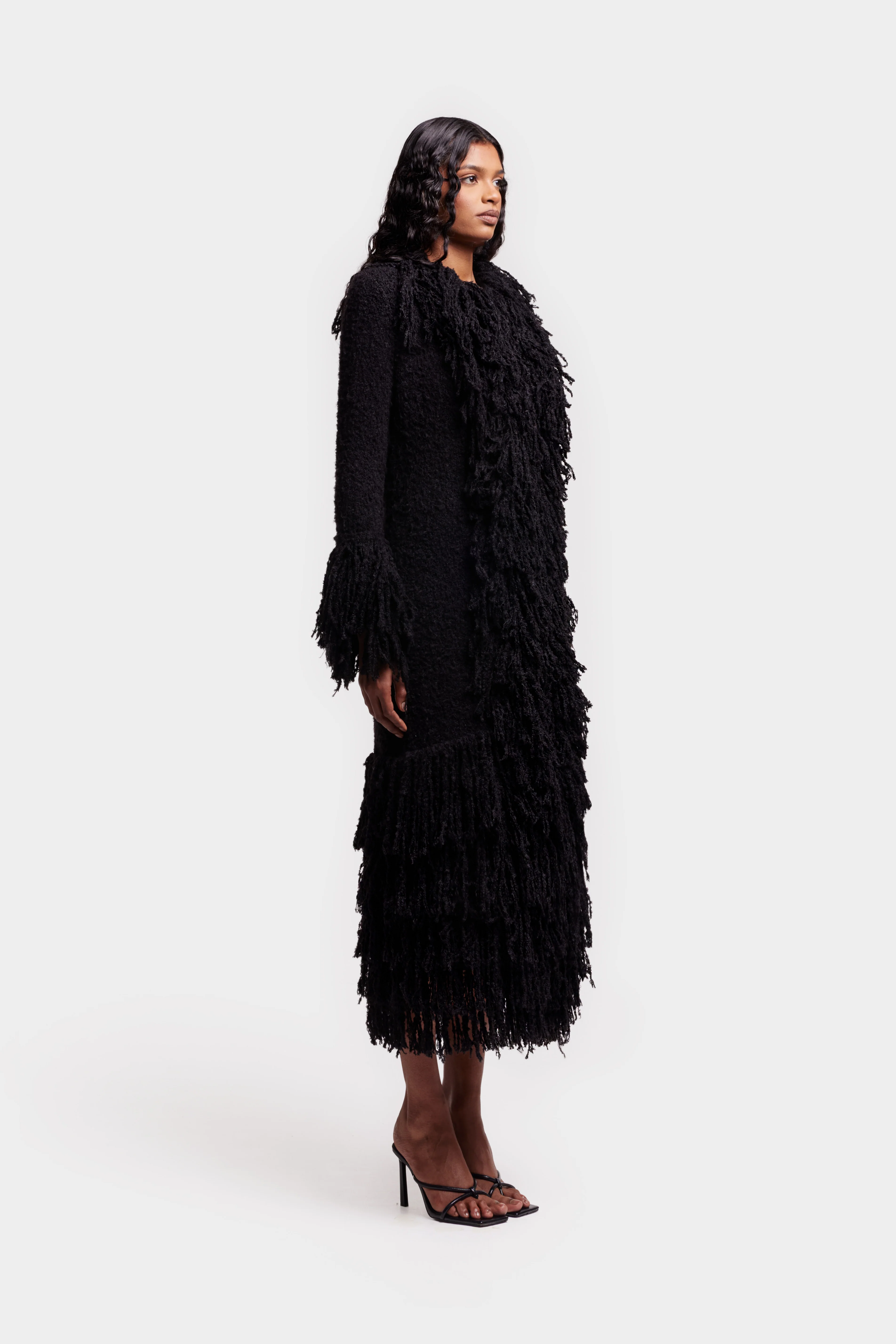 Knitted Alpaca Fur Coat - Black - Image 5