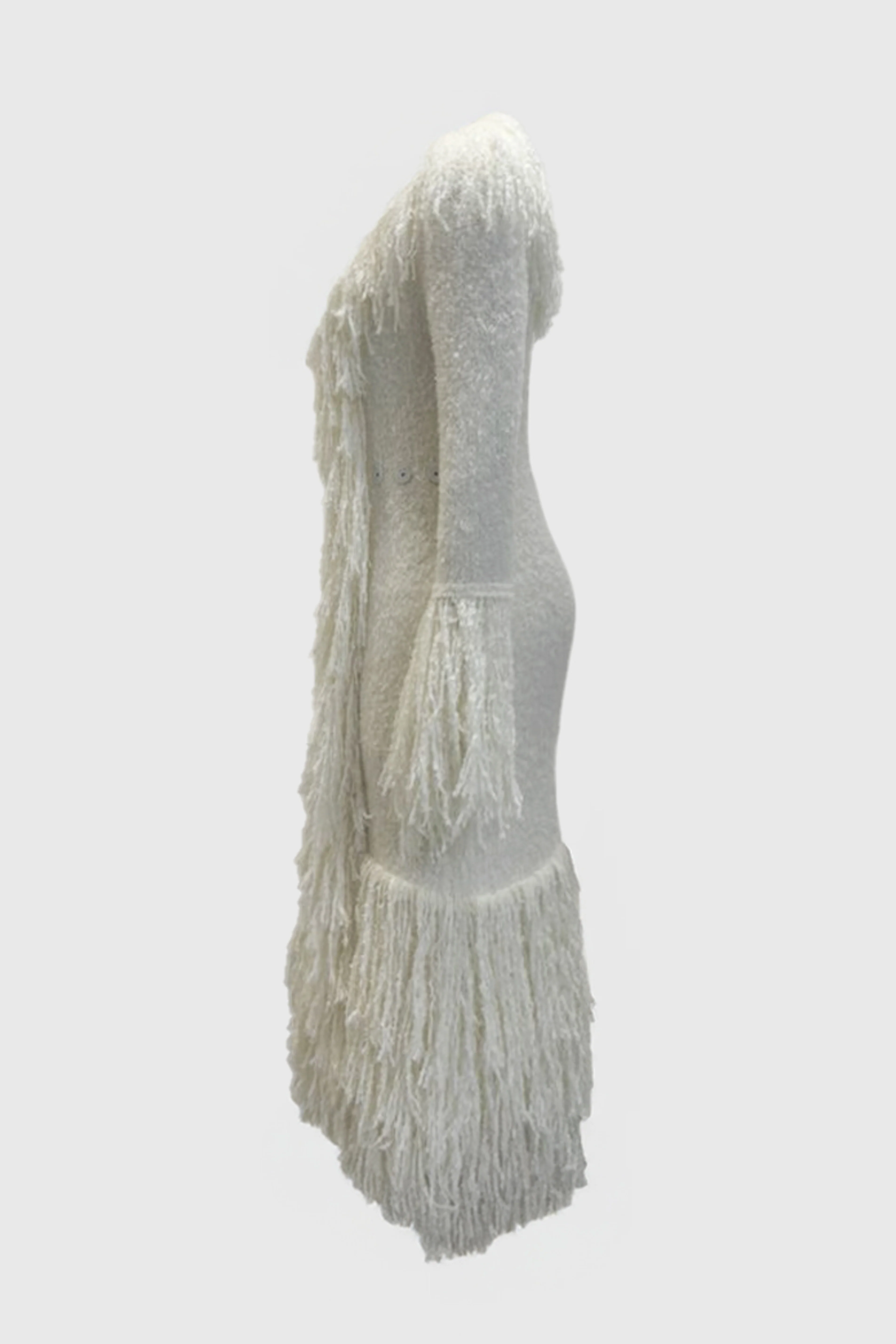 Knitted Alpaca Fur Coat - Off White - Image 3