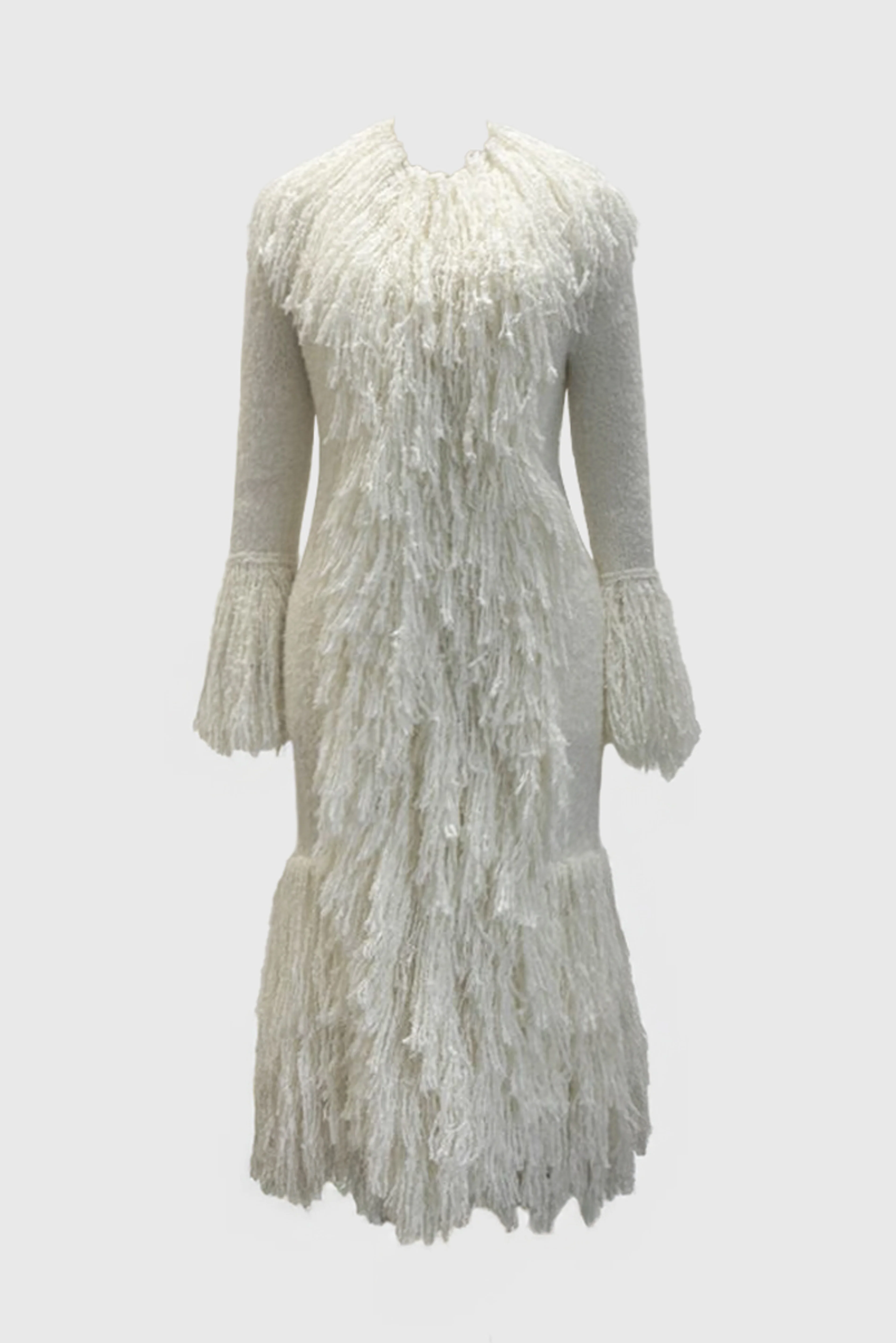 Knitted Alpaca Fur Coat - Off White - Image 4