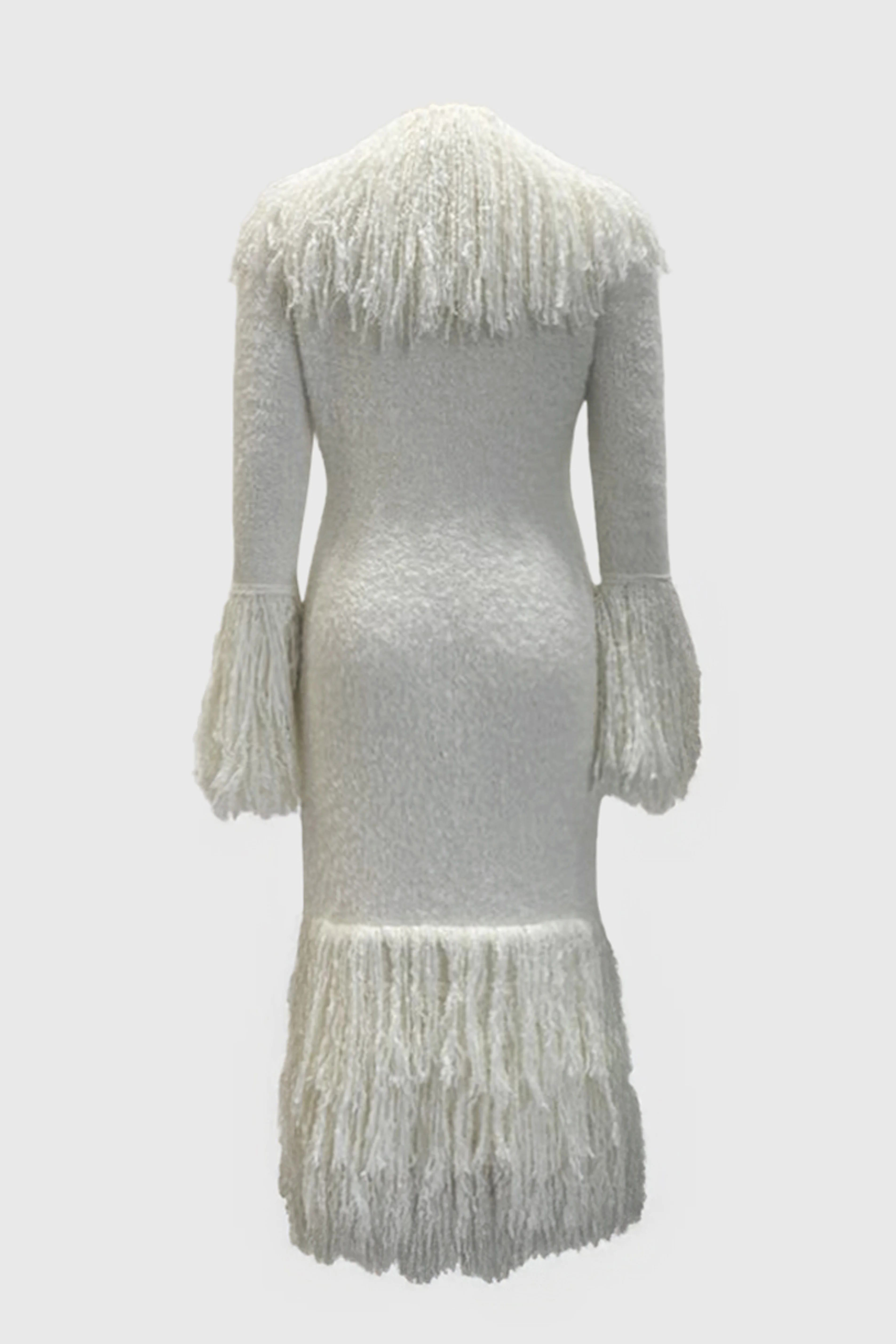 Knitted Alpaca Fur Coat - Off White - Image 5