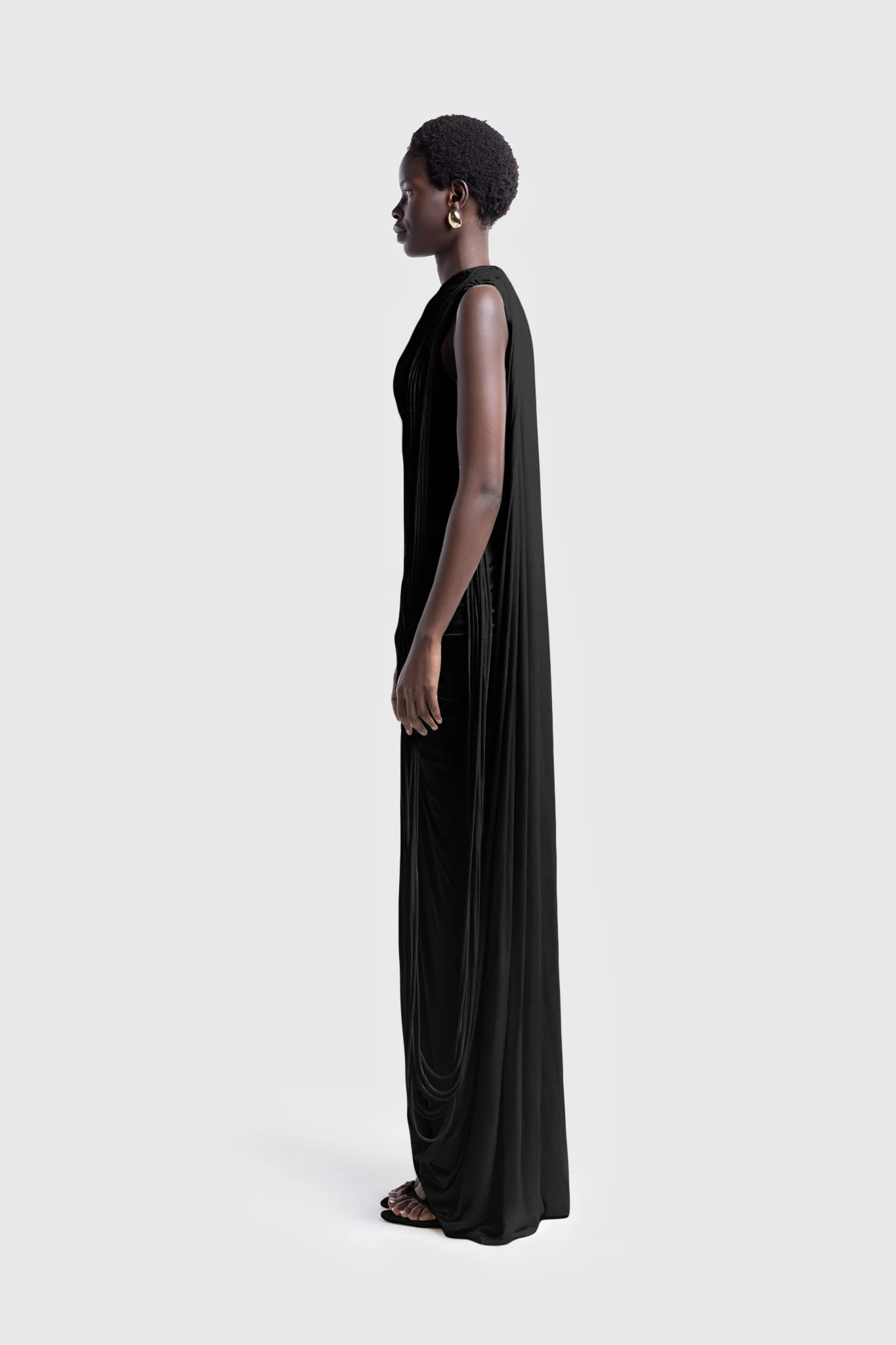 Kora Asymmetric Tassel Dress - Black - Image 3