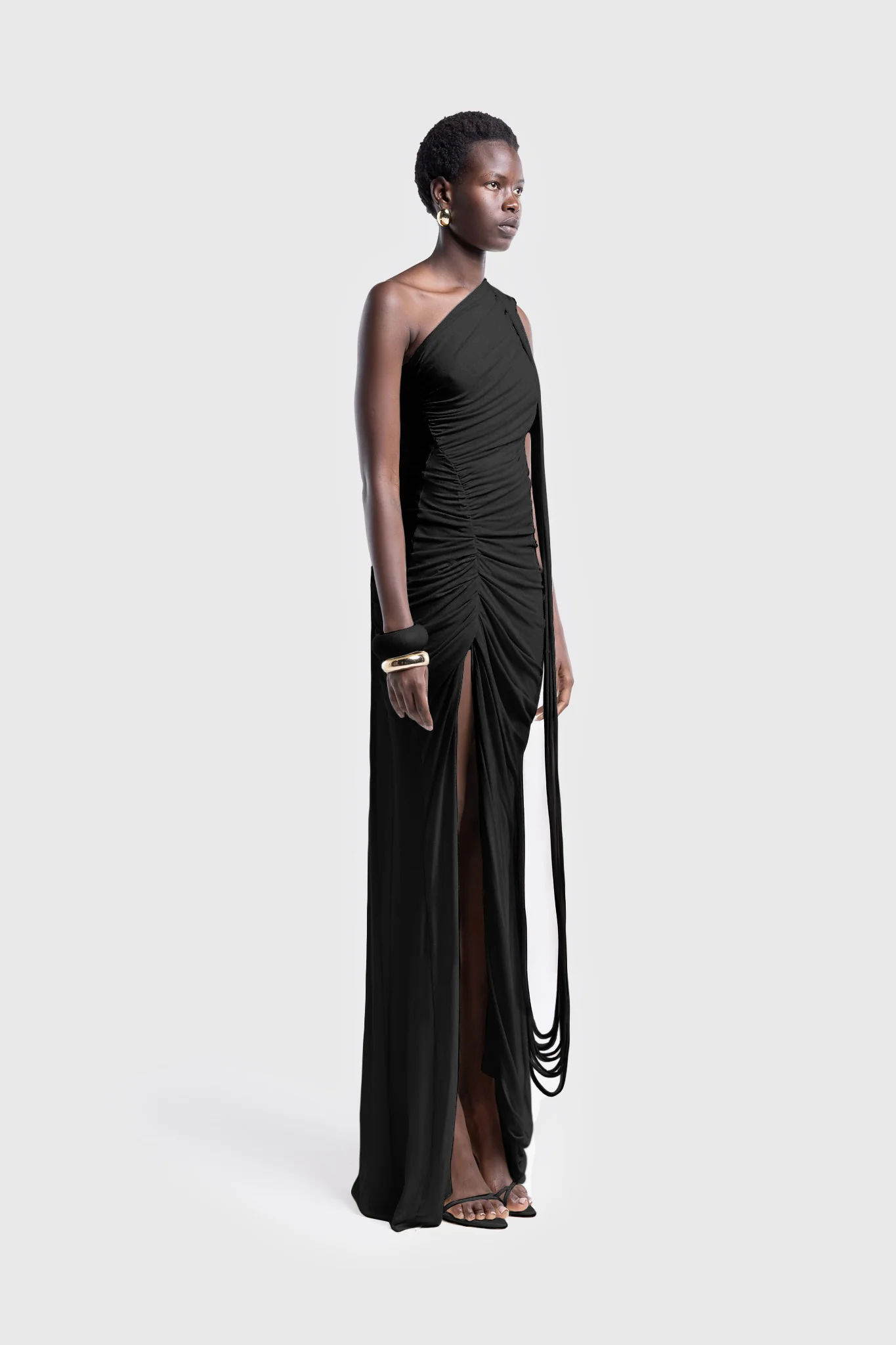 Kora Asymmetric Tassel Dress - Black - Image 8