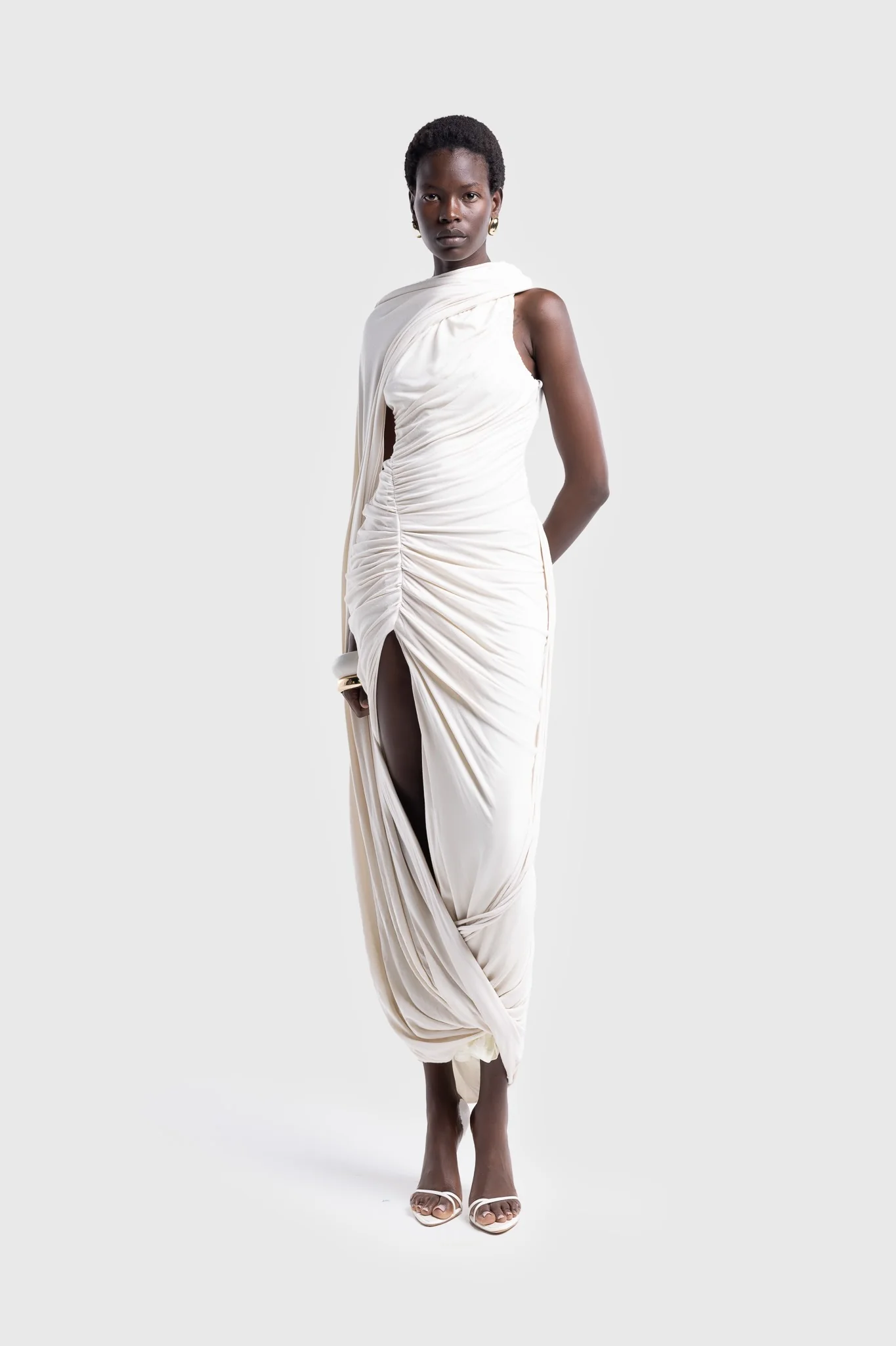 Kora Asymmetric Tassel Dress - Off White - Image 10