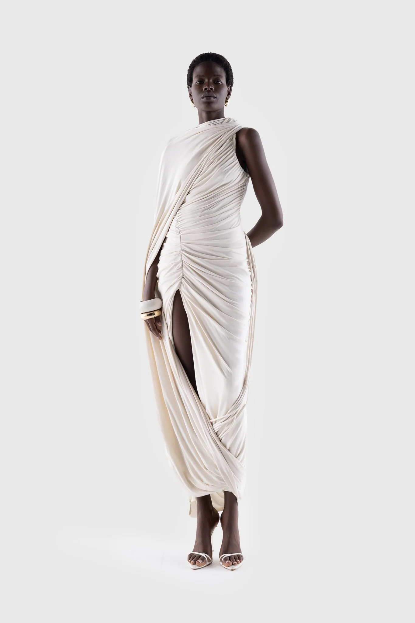 Kora Asymmetric Tassel Dress - Off White - Image 11