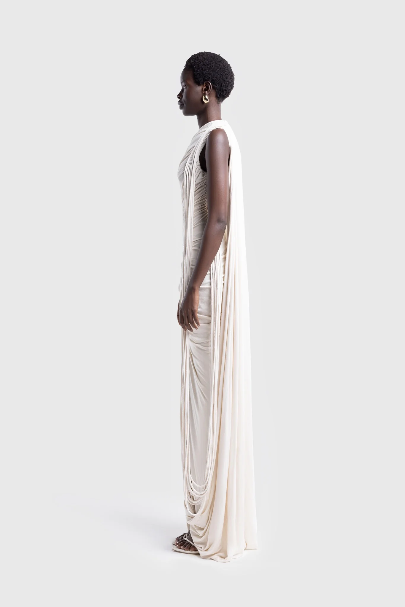 Kora Asymmetric Tassel Dress - Off White - Image 3