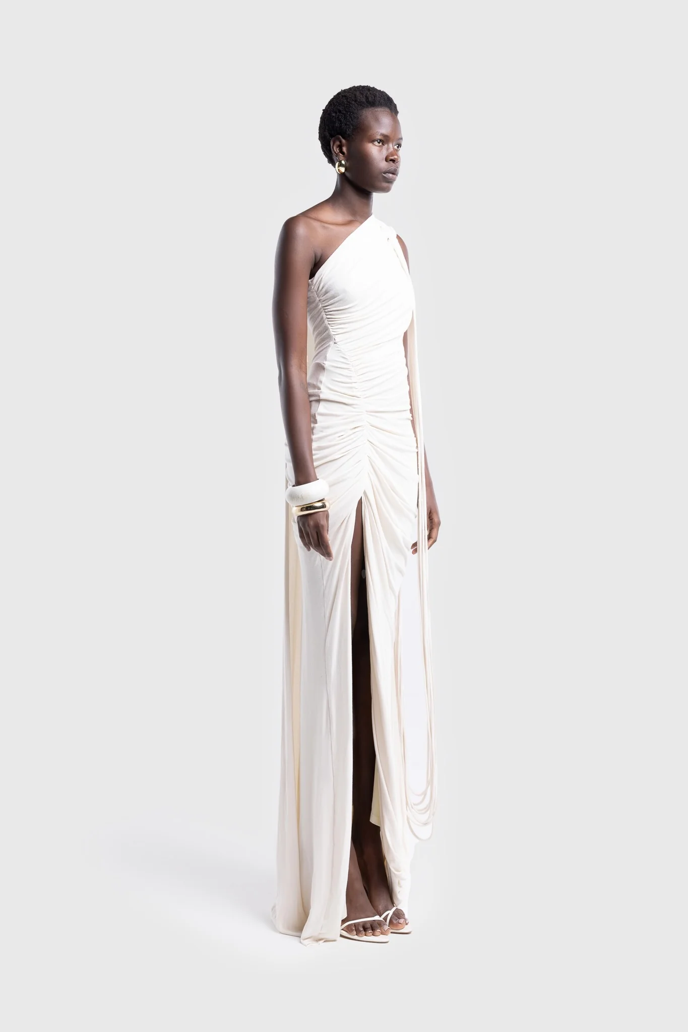 Kora Asymmetric Tassel Dress - Off White - Image 8
