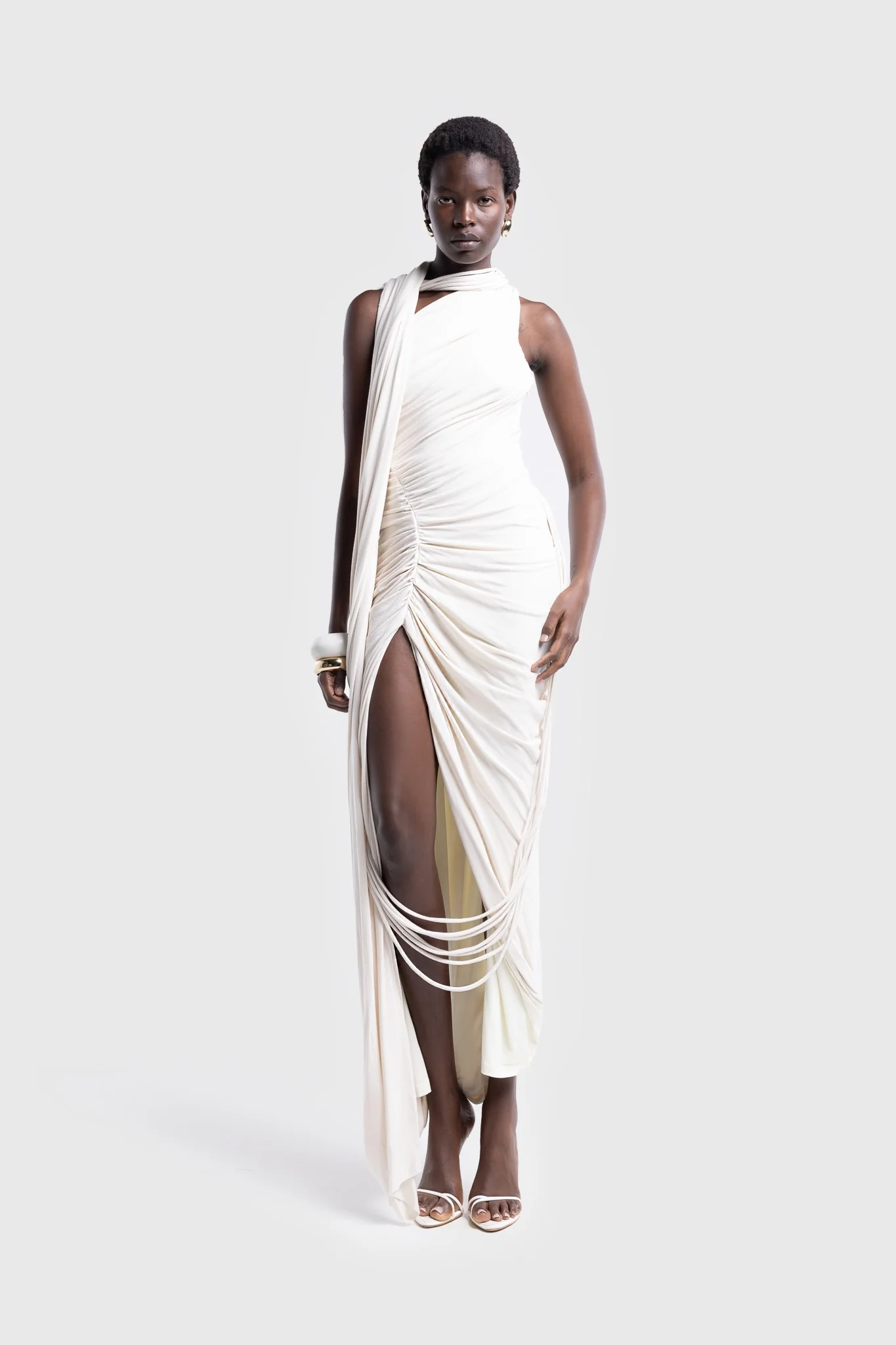 Kora Asymmetric Tassel Dress - Off White - Image 9