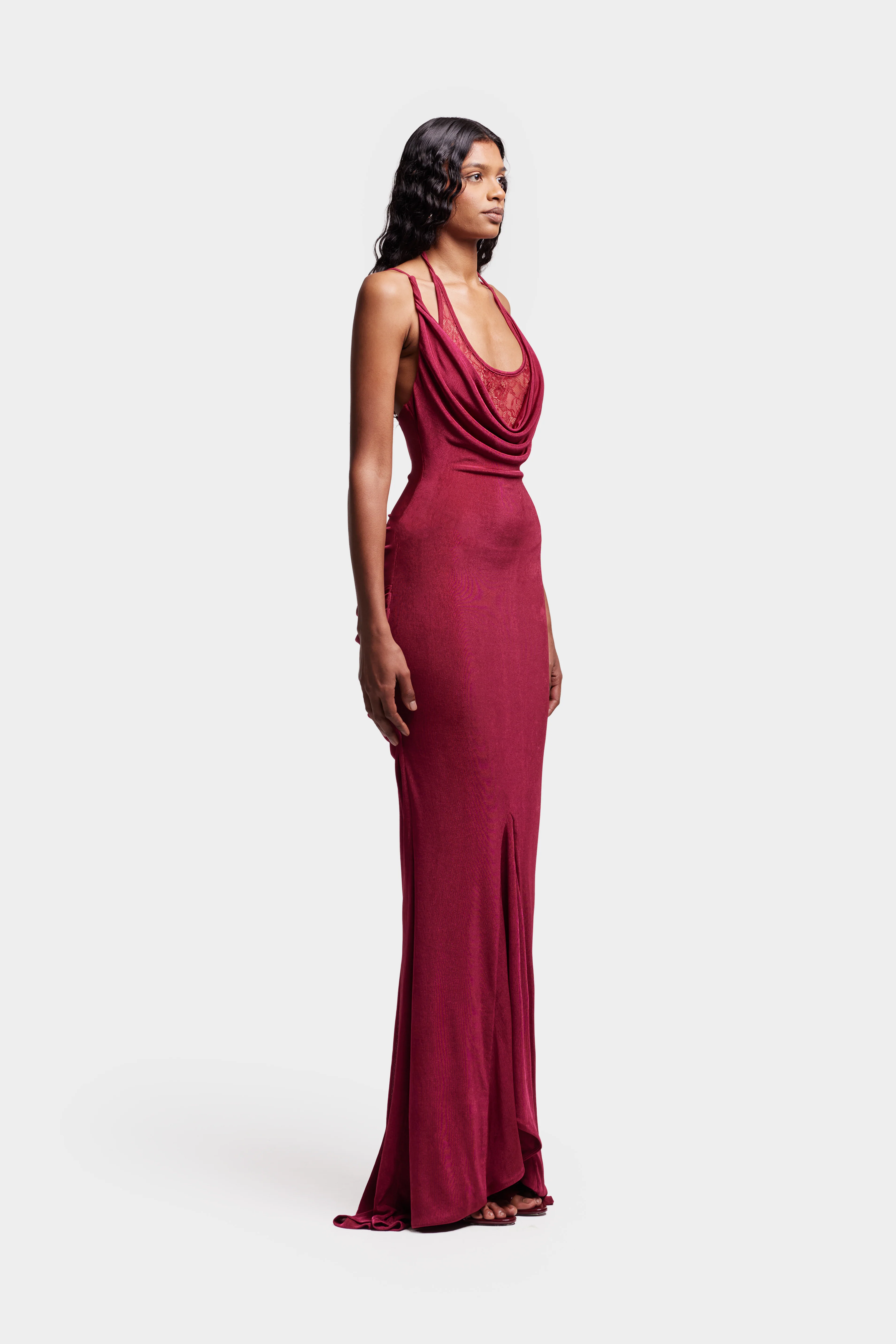 Lace Hourglass Cami Dress - Trophy Wine