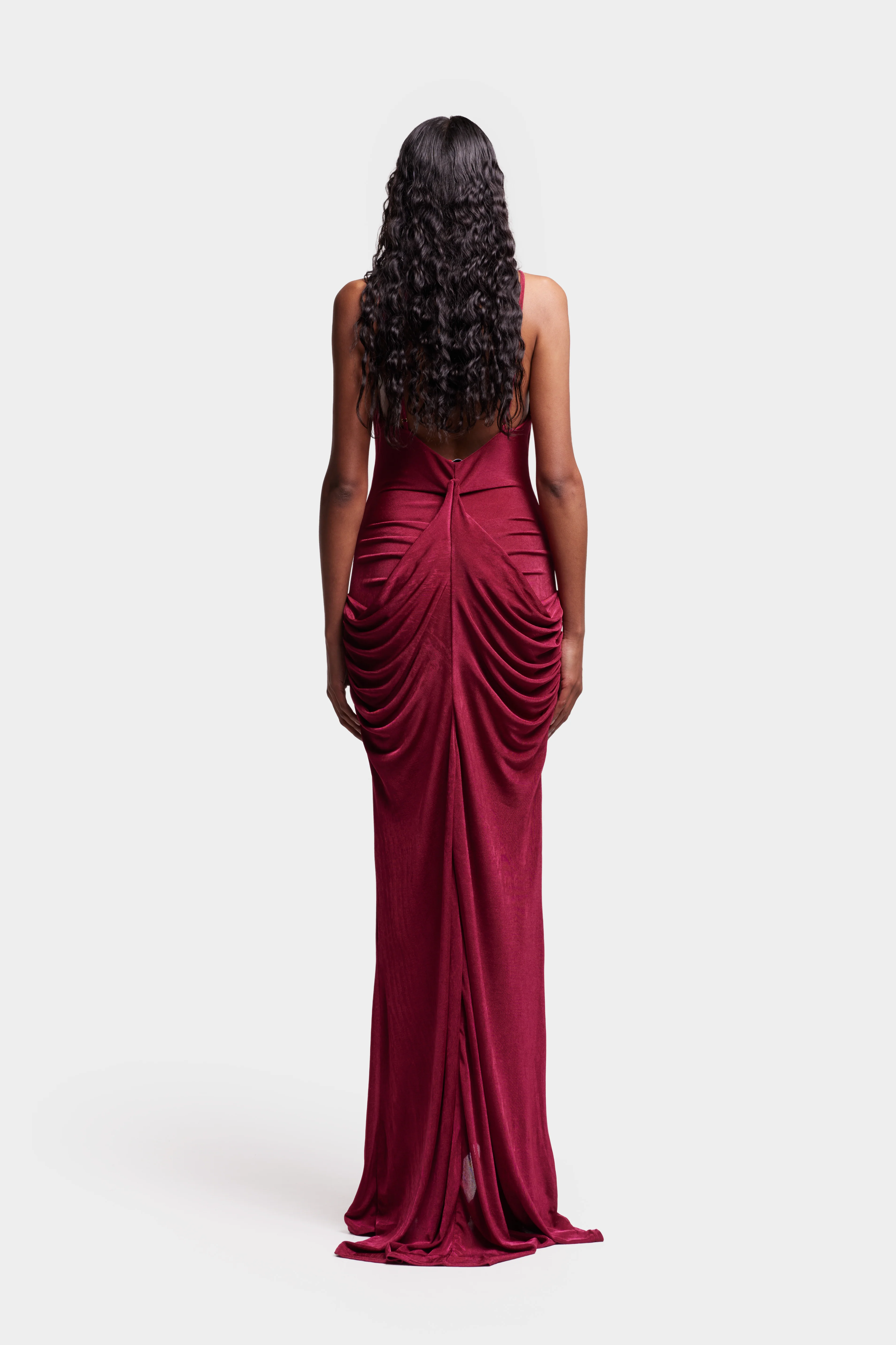 Lace Hourglass Cami Dress - Trophy Wine - Image 3