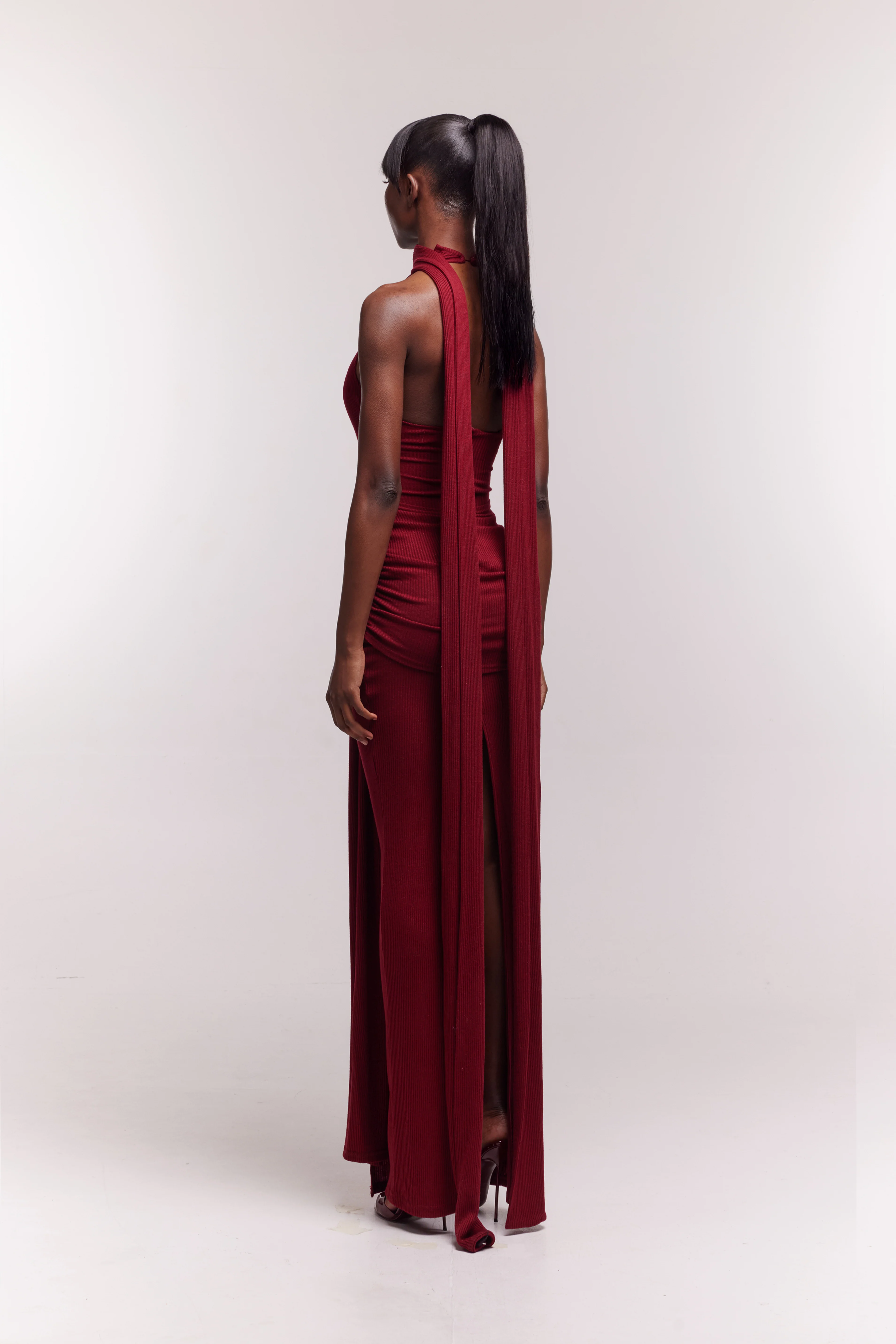 Naomi Knit Dress - Trophy Wine - Image 3