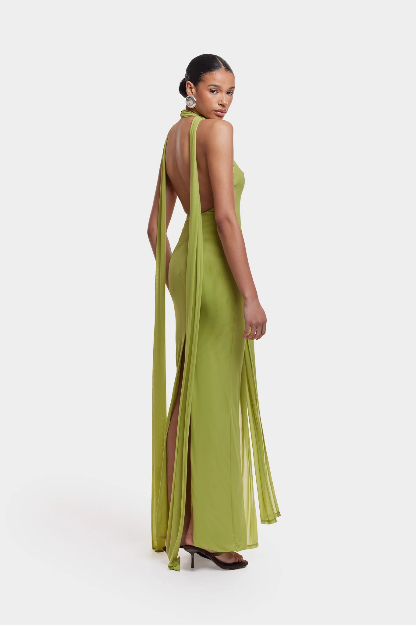 Naomi Low Back Dress - Lime Green - Image 3