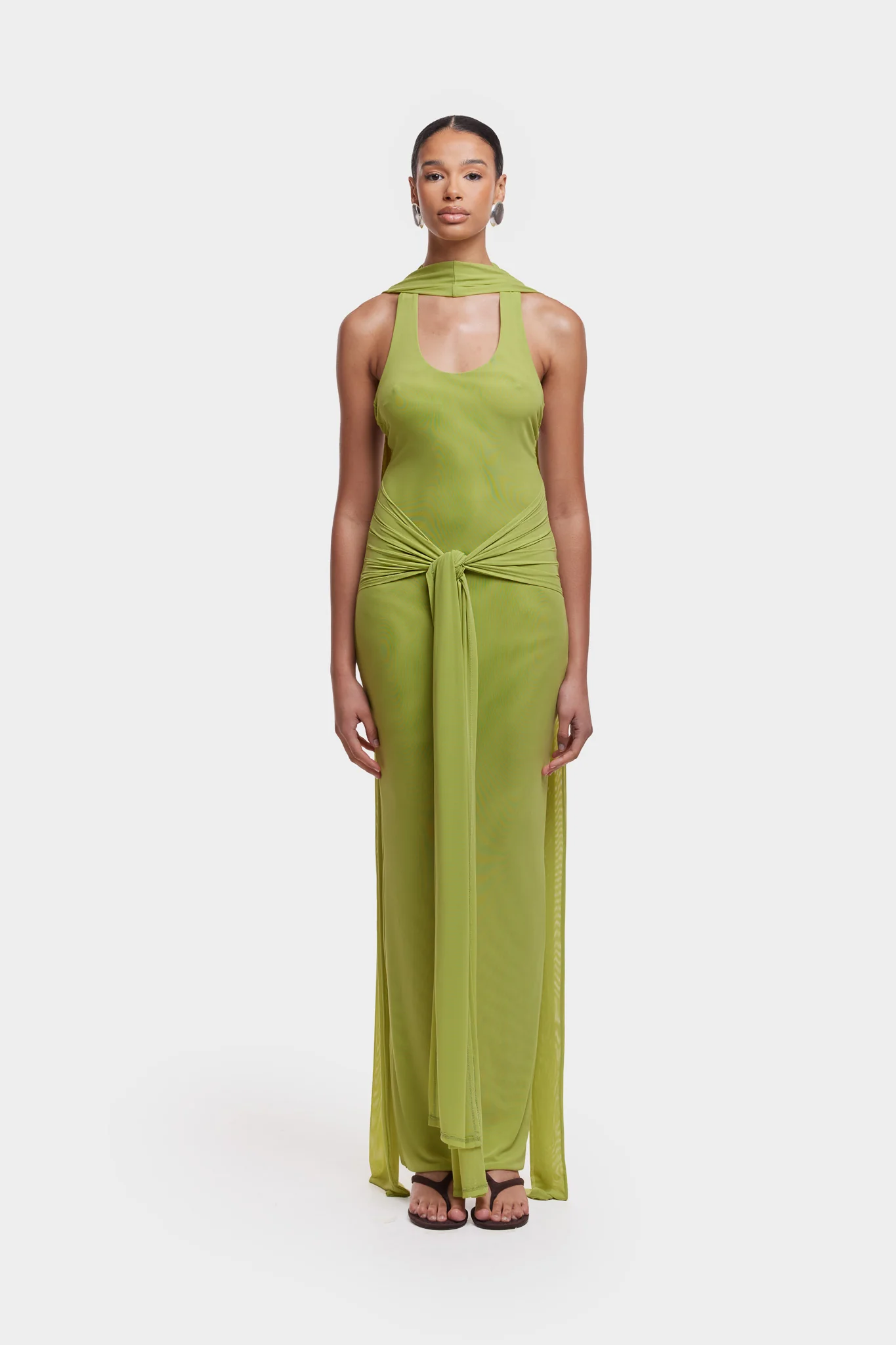 Naomi Low Back Dress - Lime Green - Image 4