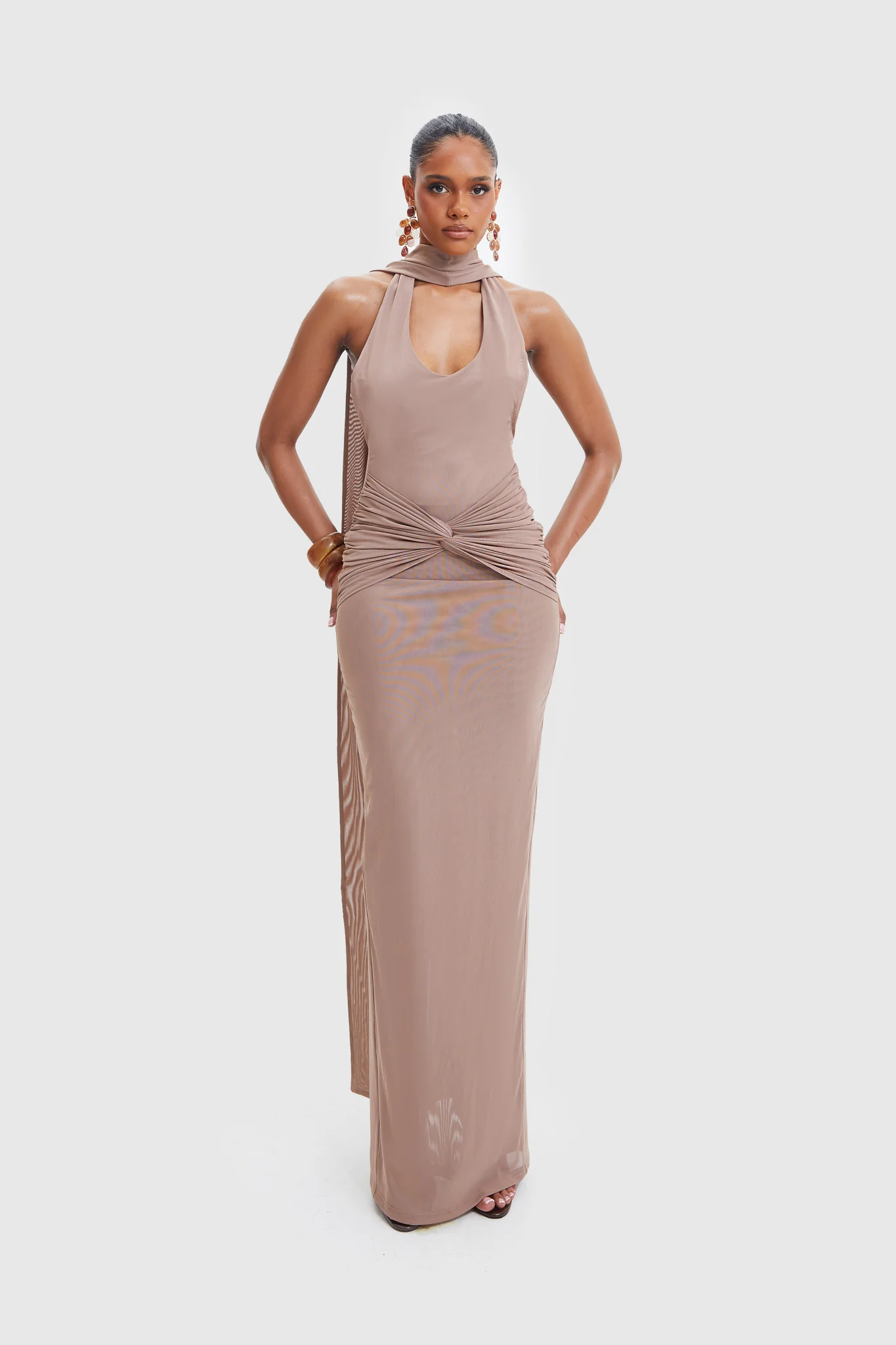 Naomi Open Back Dress - Burnt Sugar - Image 7