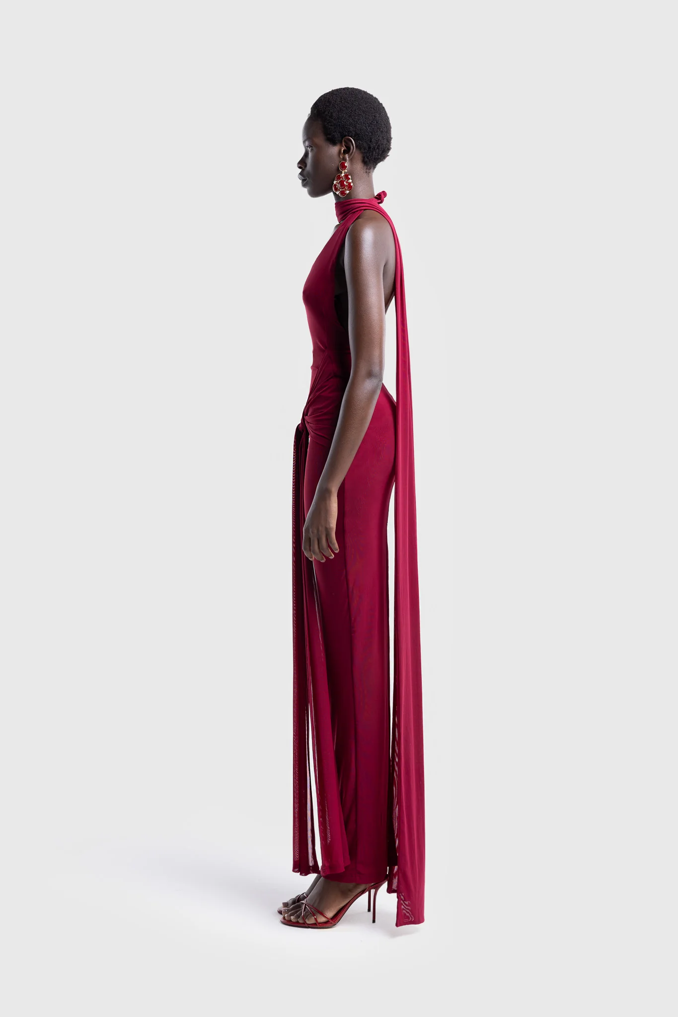 Naomi Open Back Dress - Deep Cherry - Image 3