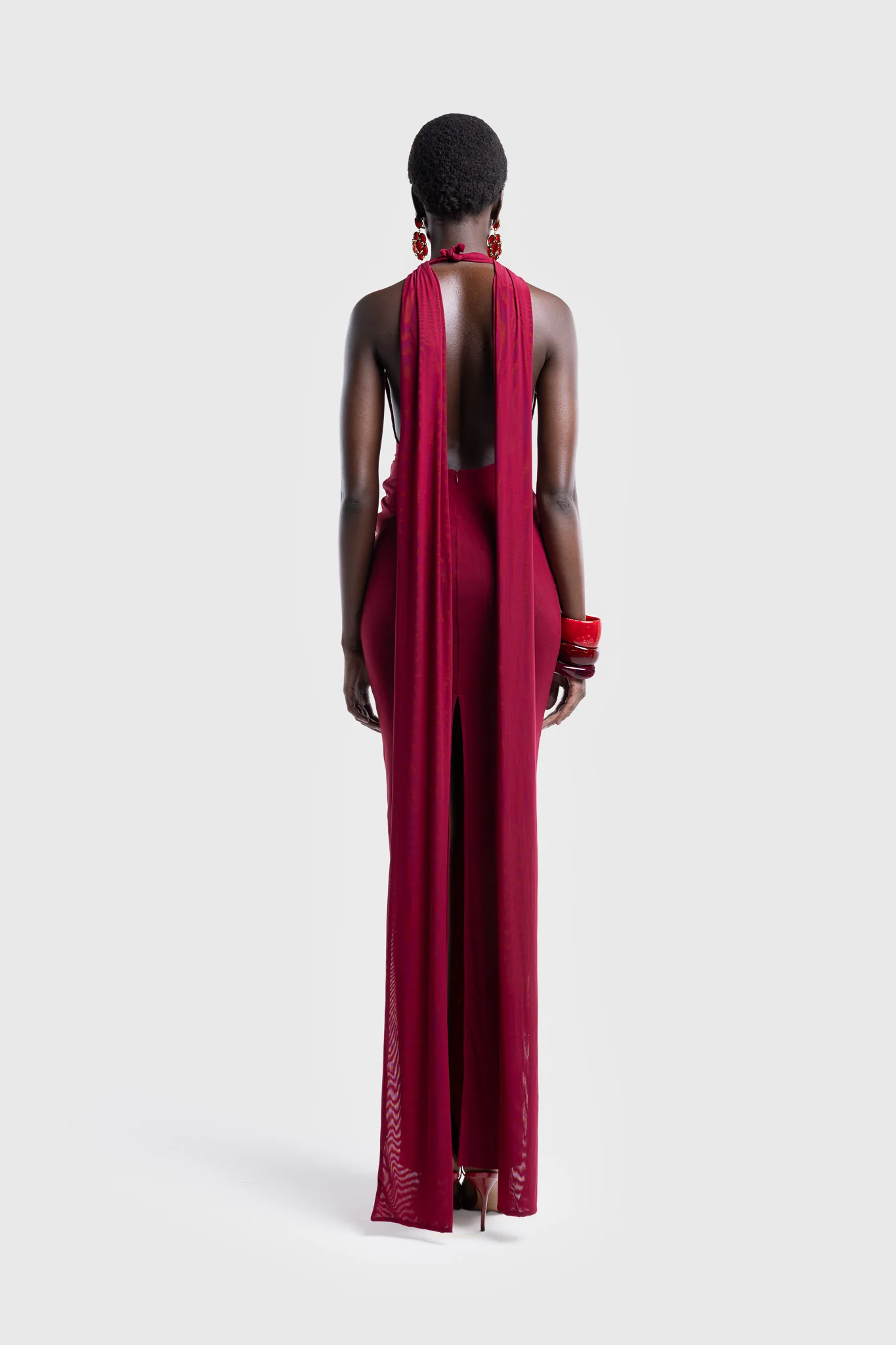 Naomi Open Back Dress - Deep Cherry - Image 5
