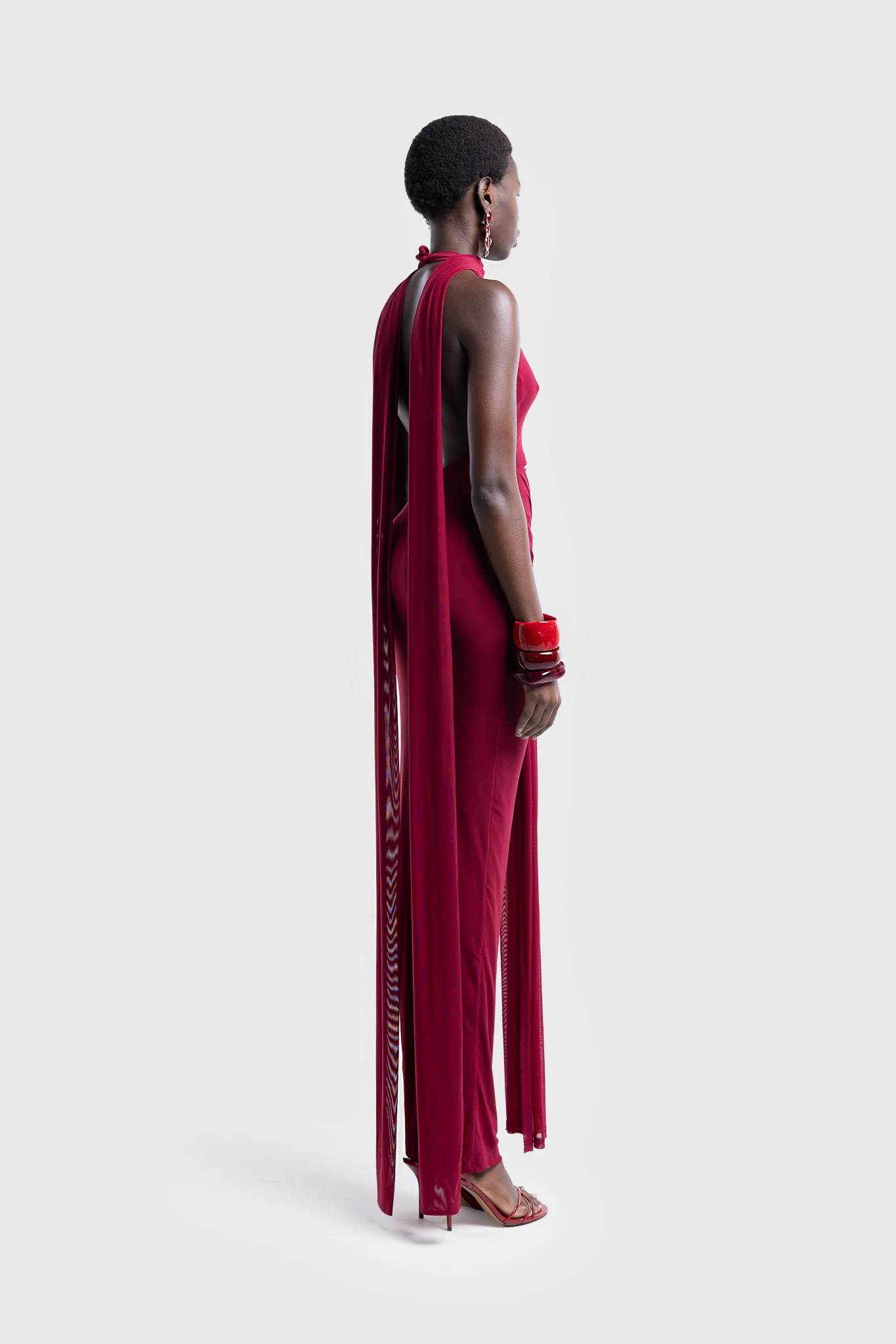 Naomi Open Back Dress - Deep Cherry - Image 6