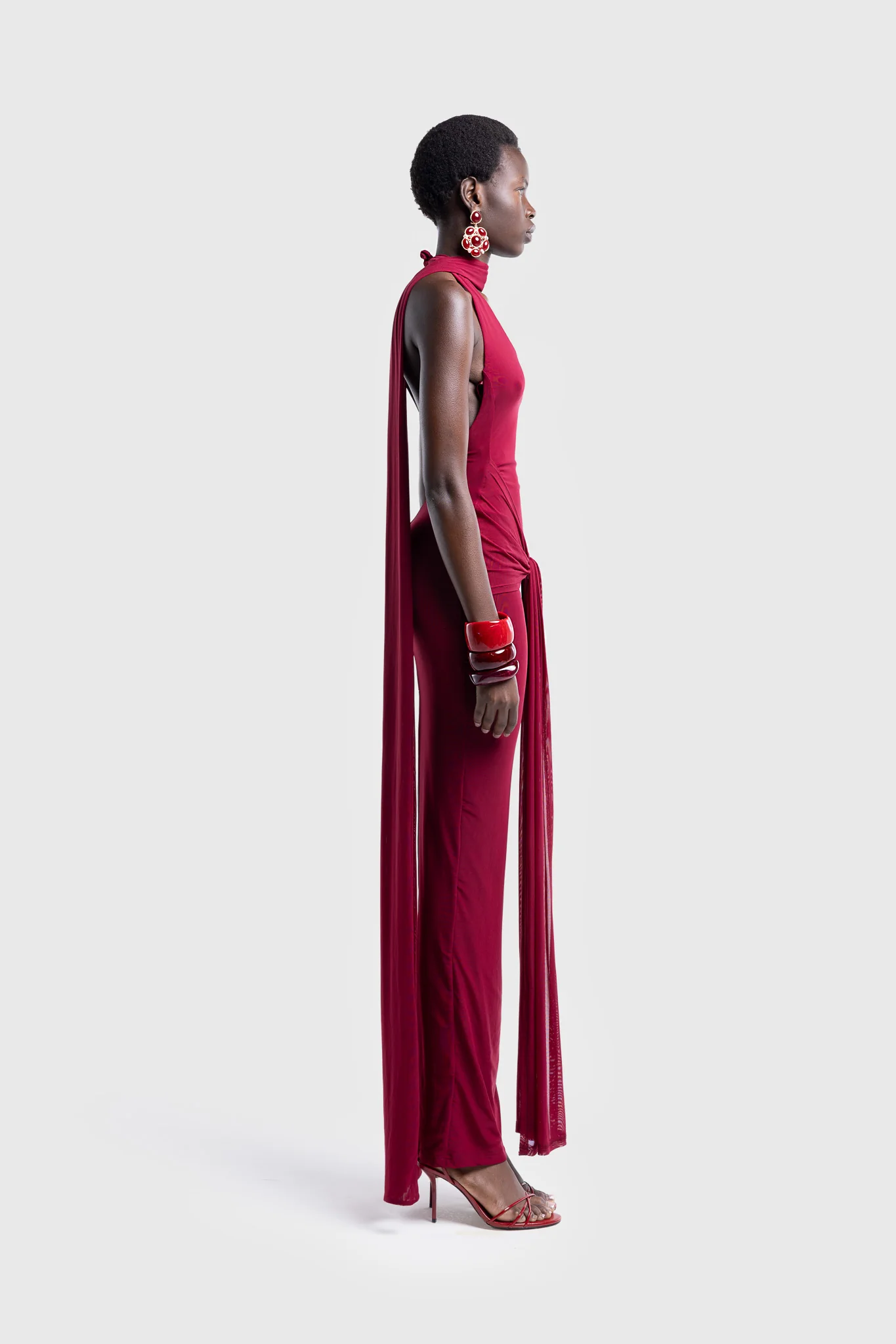 Naomi Open Back Dress - Deep Cherry - Image 7