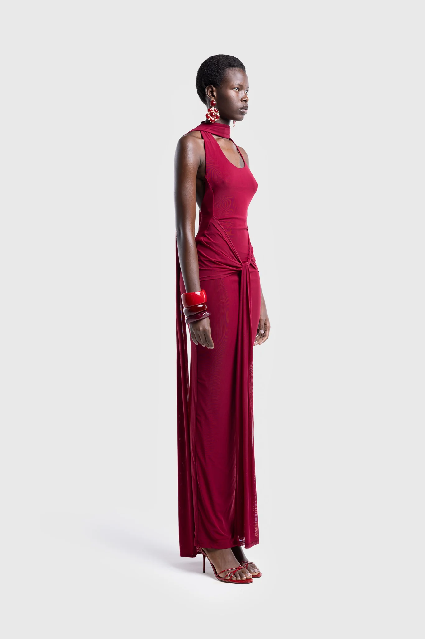 Naomi Open Back Dress - Deep Cherry - Image 8