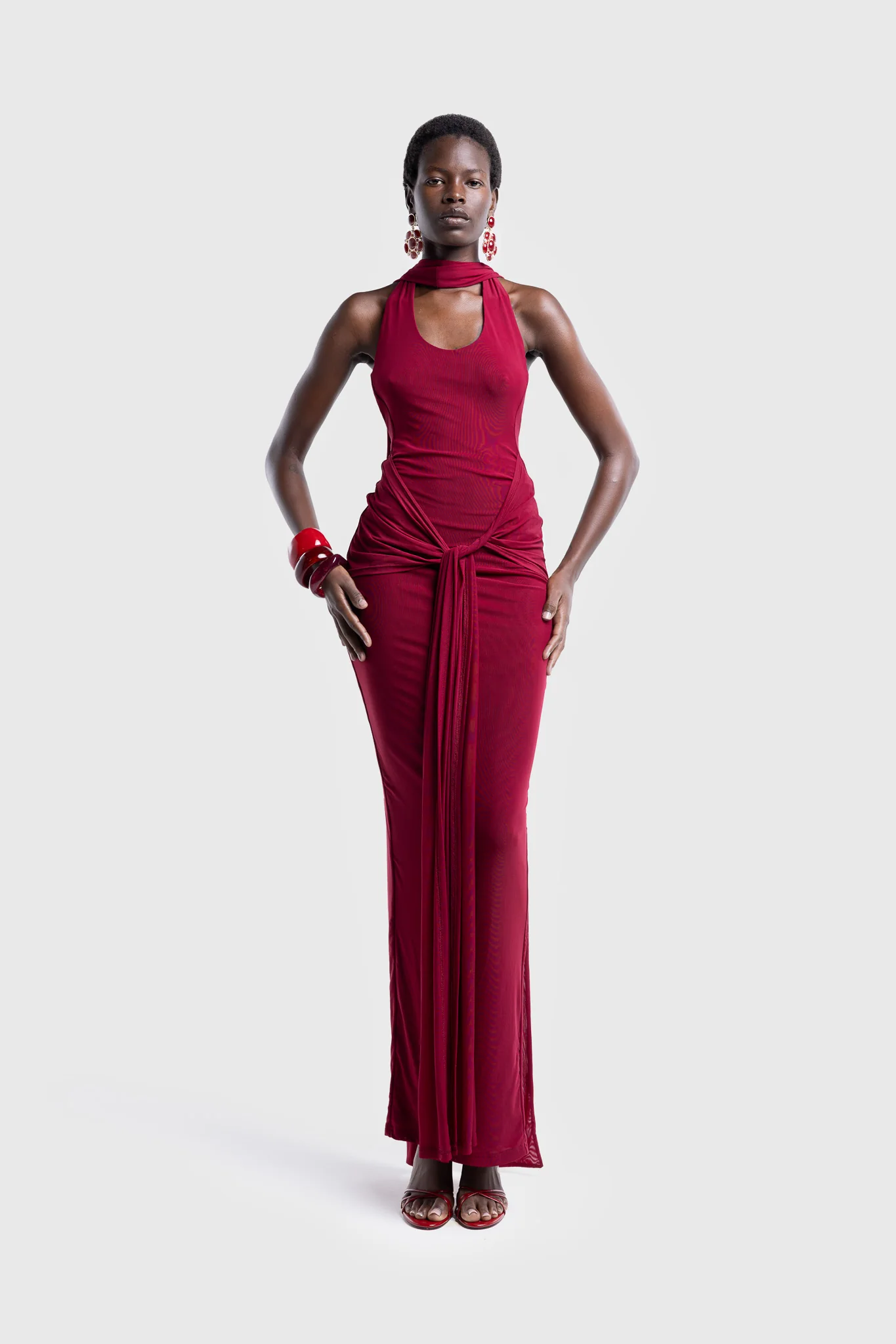 Naomi Open Back Dress - Deep Cherry - Image 9