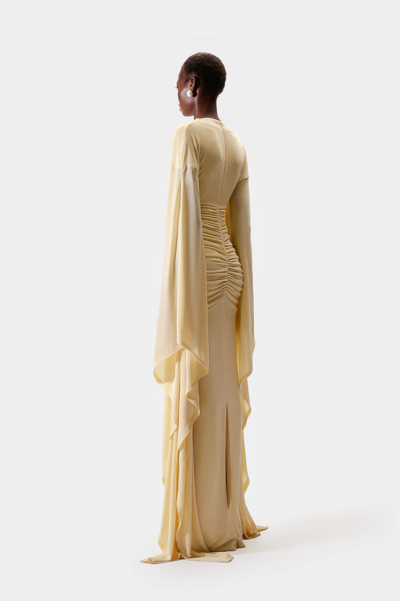 Ruched Batwing Gown - Butter Yellow - Image 3
