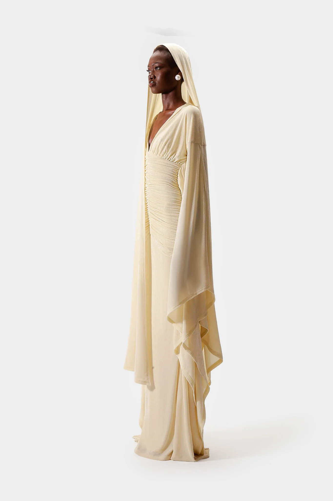 Ruched Batwing Gown - Butter Yellow - Image 5
