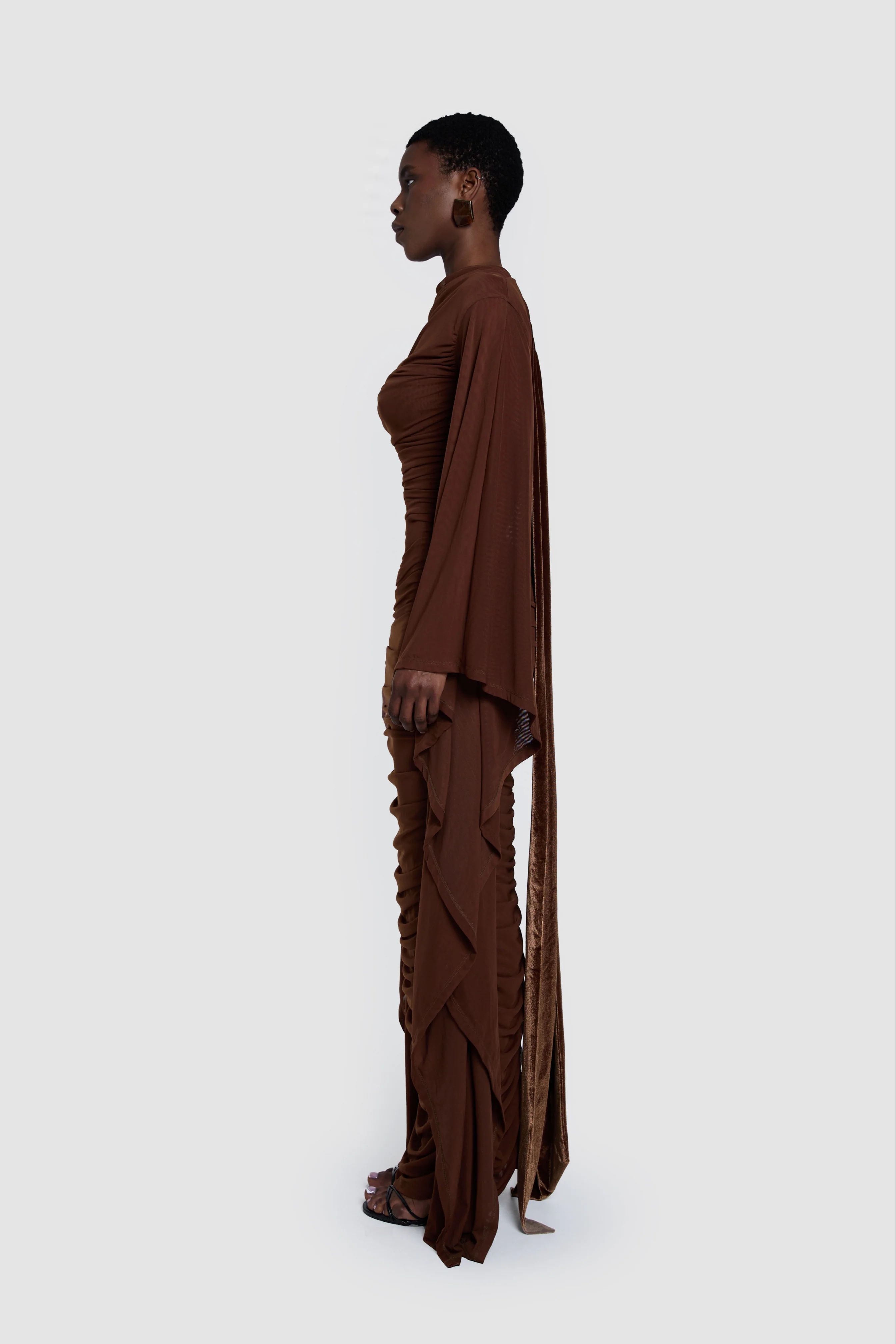 Ruched Batwing Gown - Choc Gelato - Image 3