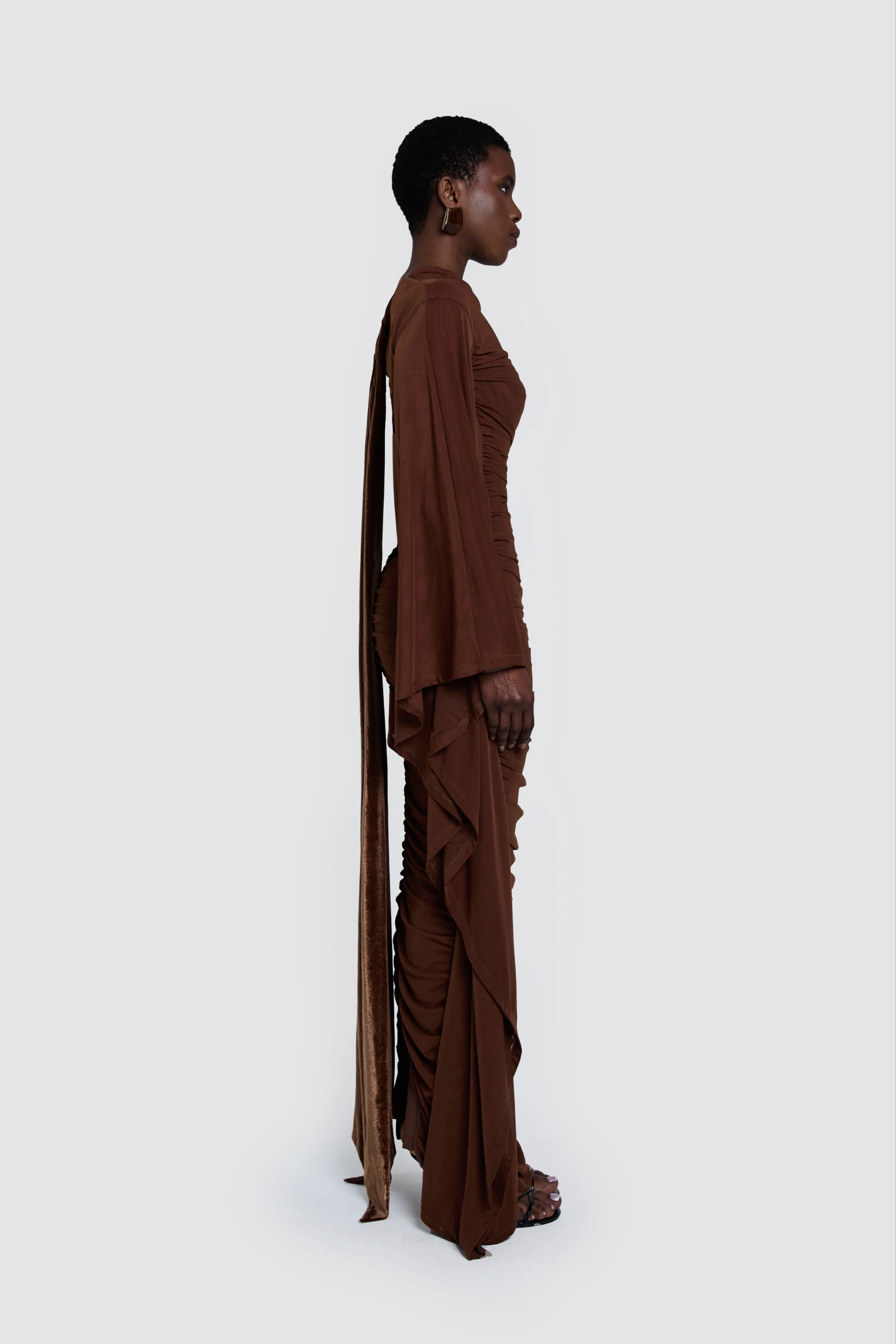 Ruched Batwing Gown - Choc Gelato - Image 7