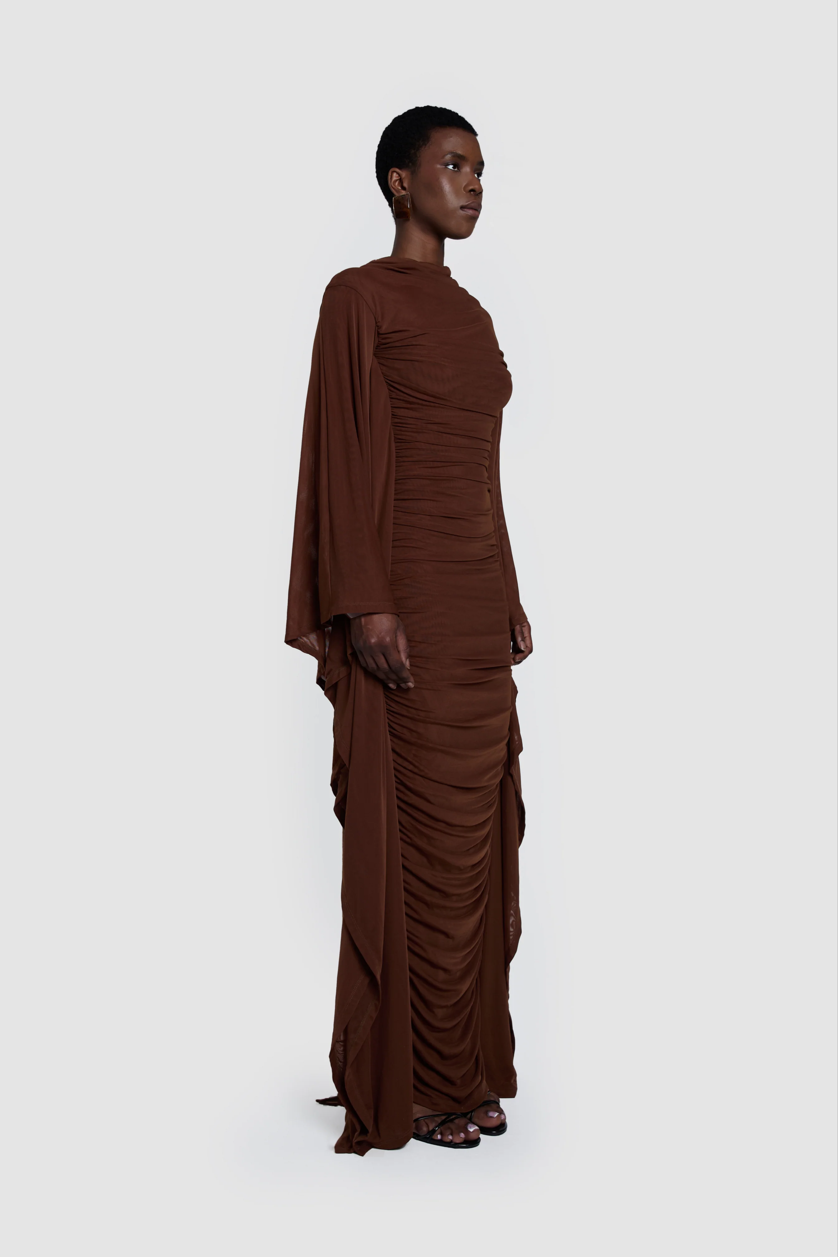 Ruched Batwing Gown - Choc Gelato - Image 8