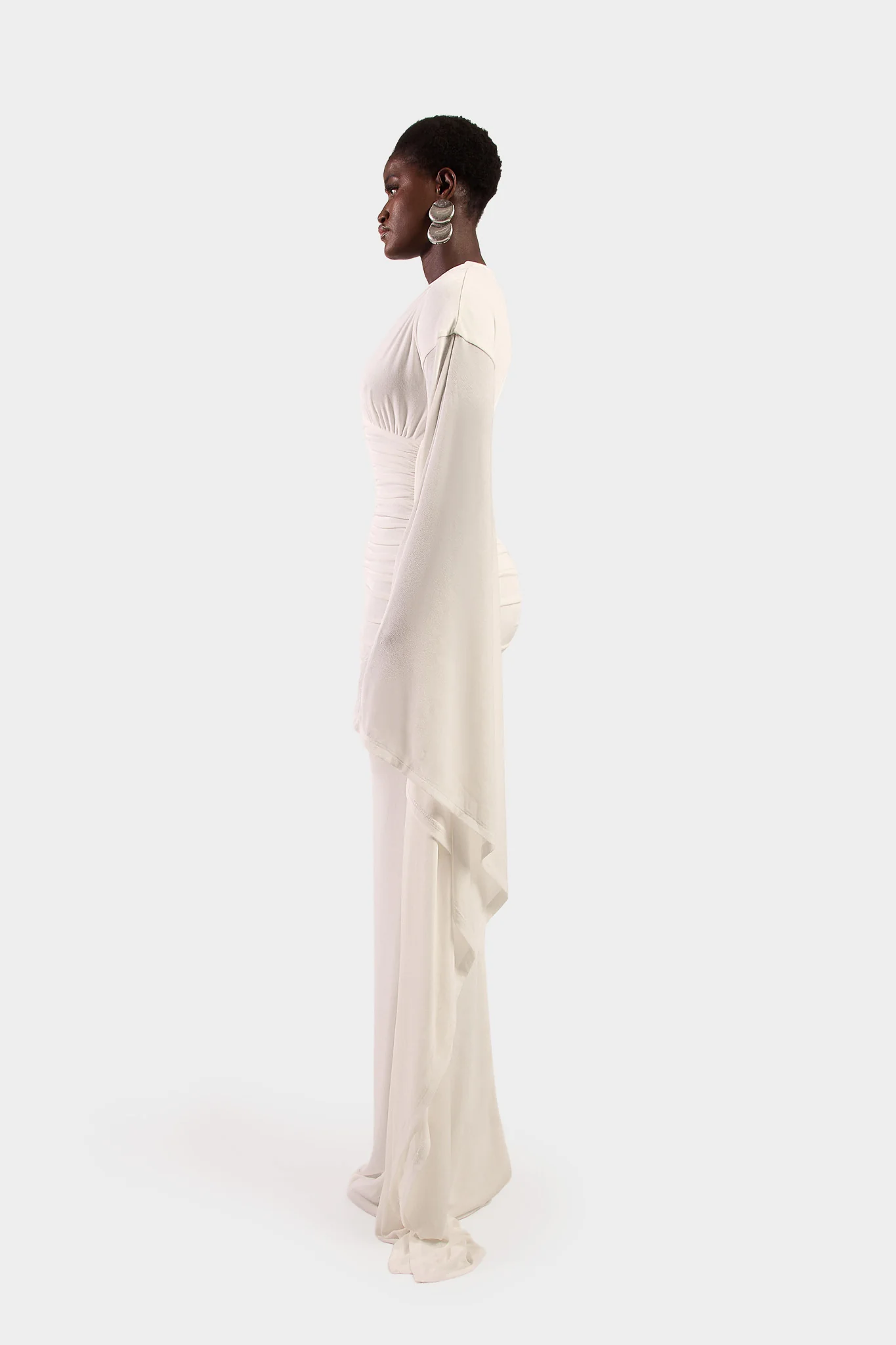 Ruched Batwing Gown - White - Image 3