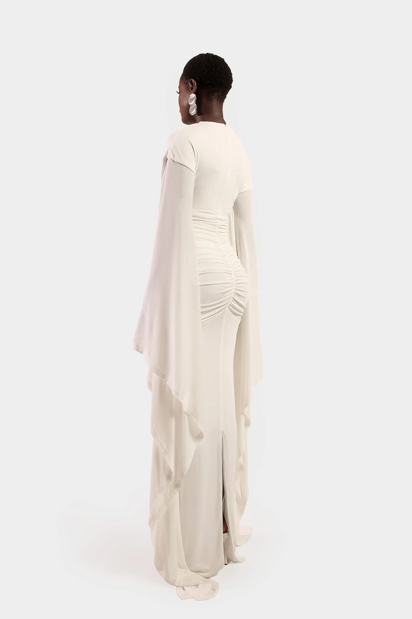 Ruched Batwing Gown - White - Image 4