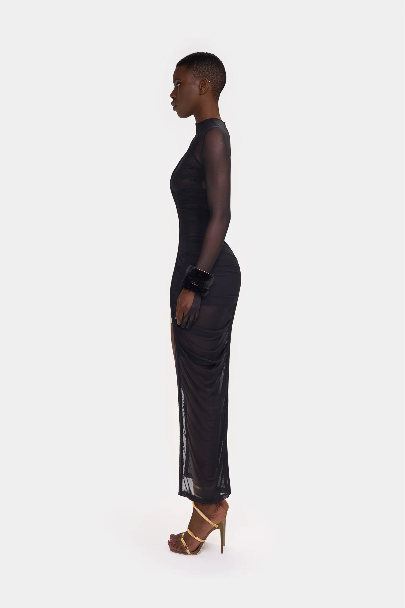 Ruched Mesh Overlay Lace Mini - Image 4