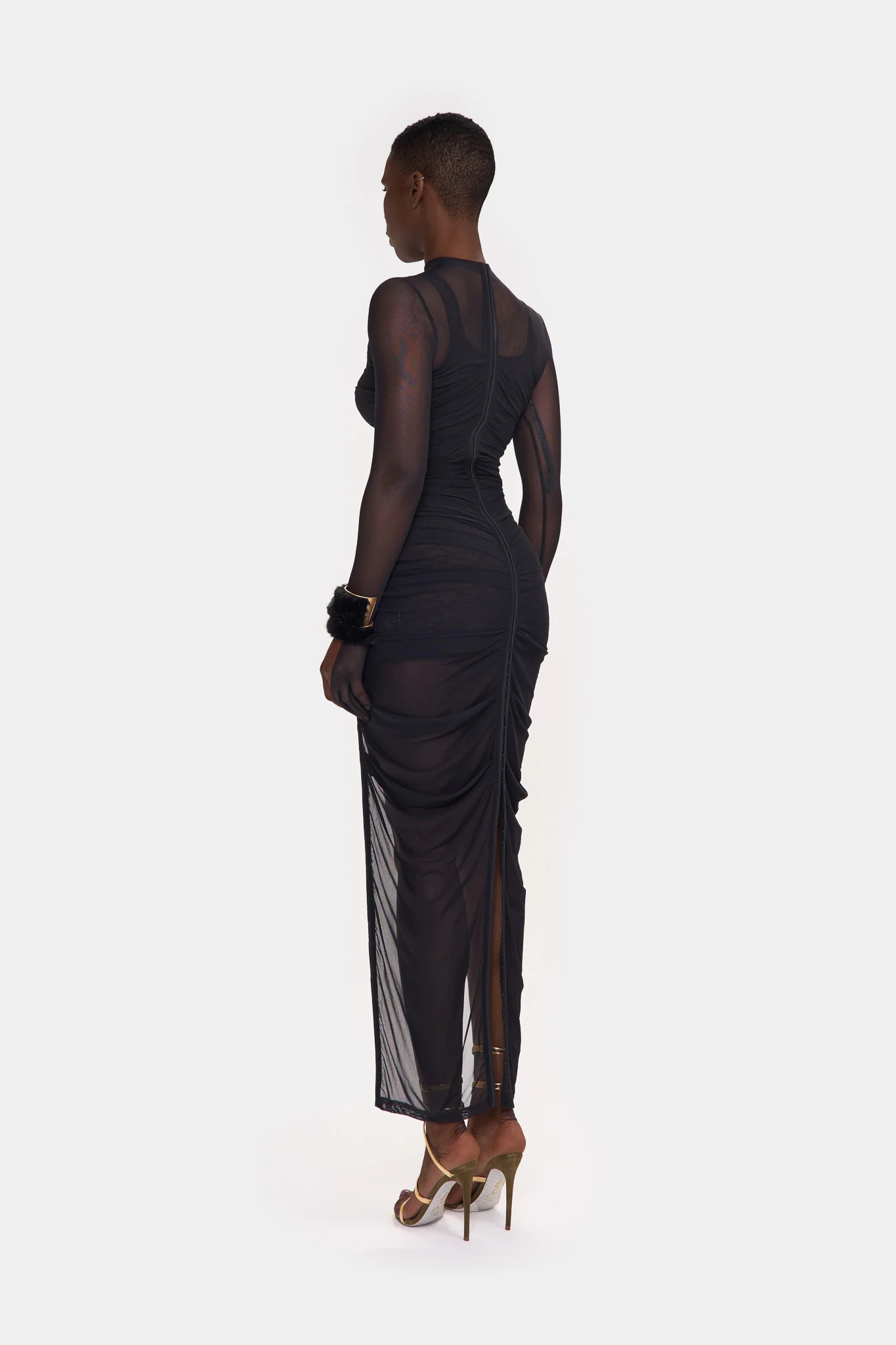 Ruched Mesh Overlay Lace Mini - Image 5