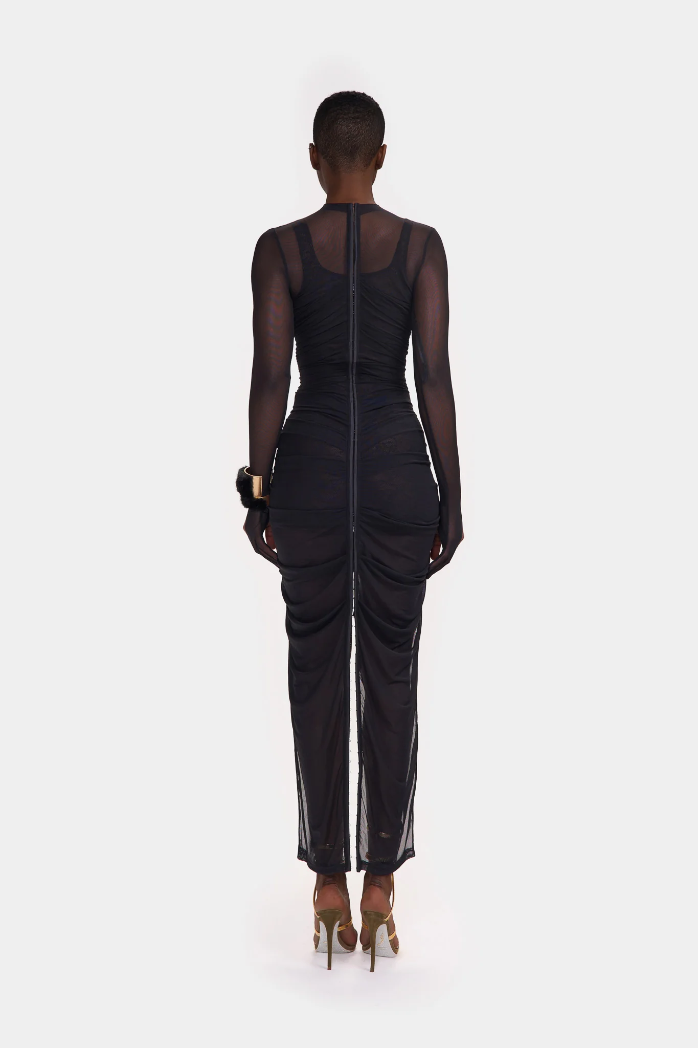 Ruched Mesh Overlay Lace Mini - Image 6