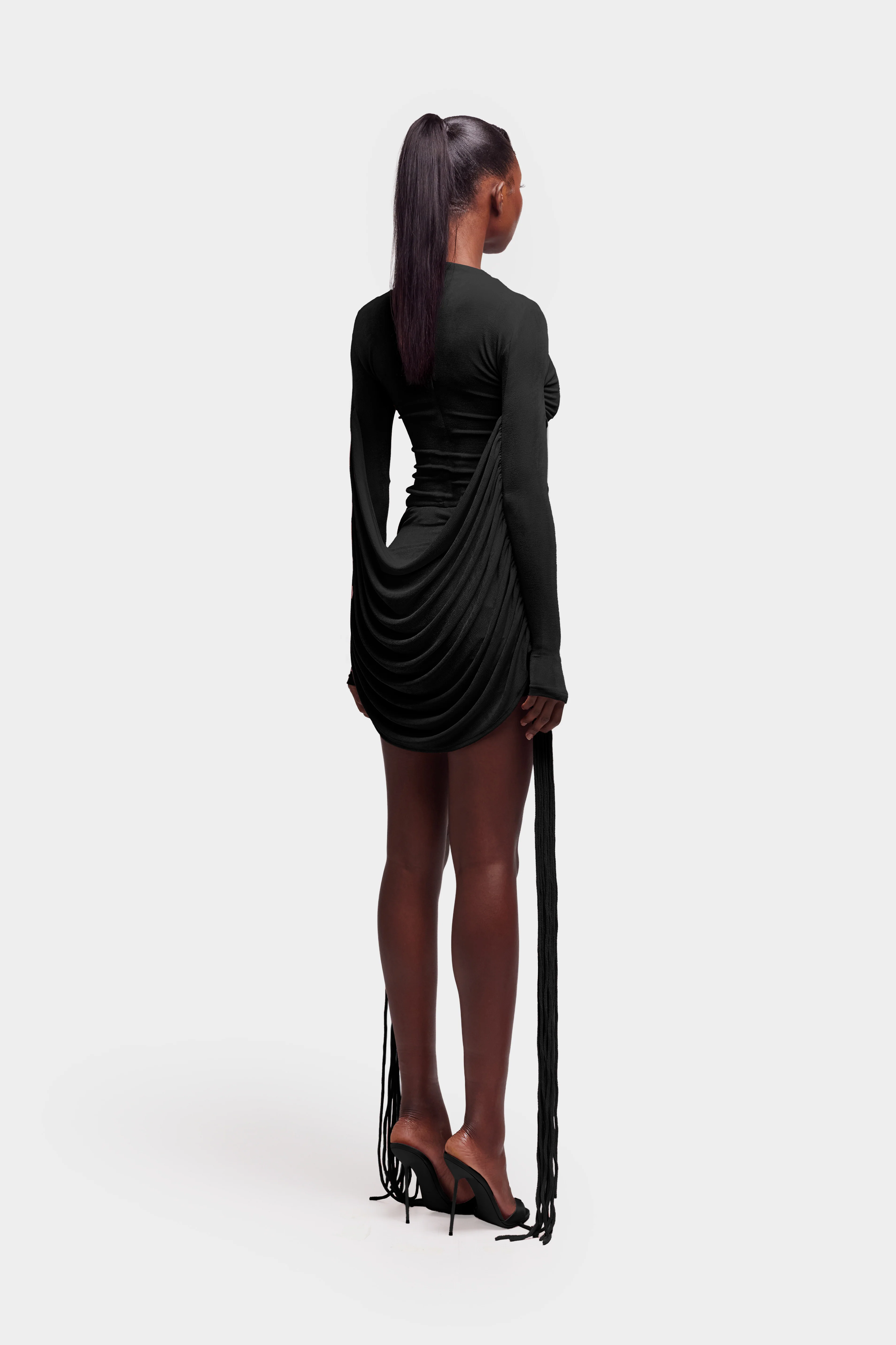 Ruched Tassel Mini Skirt - Panther - Image 3