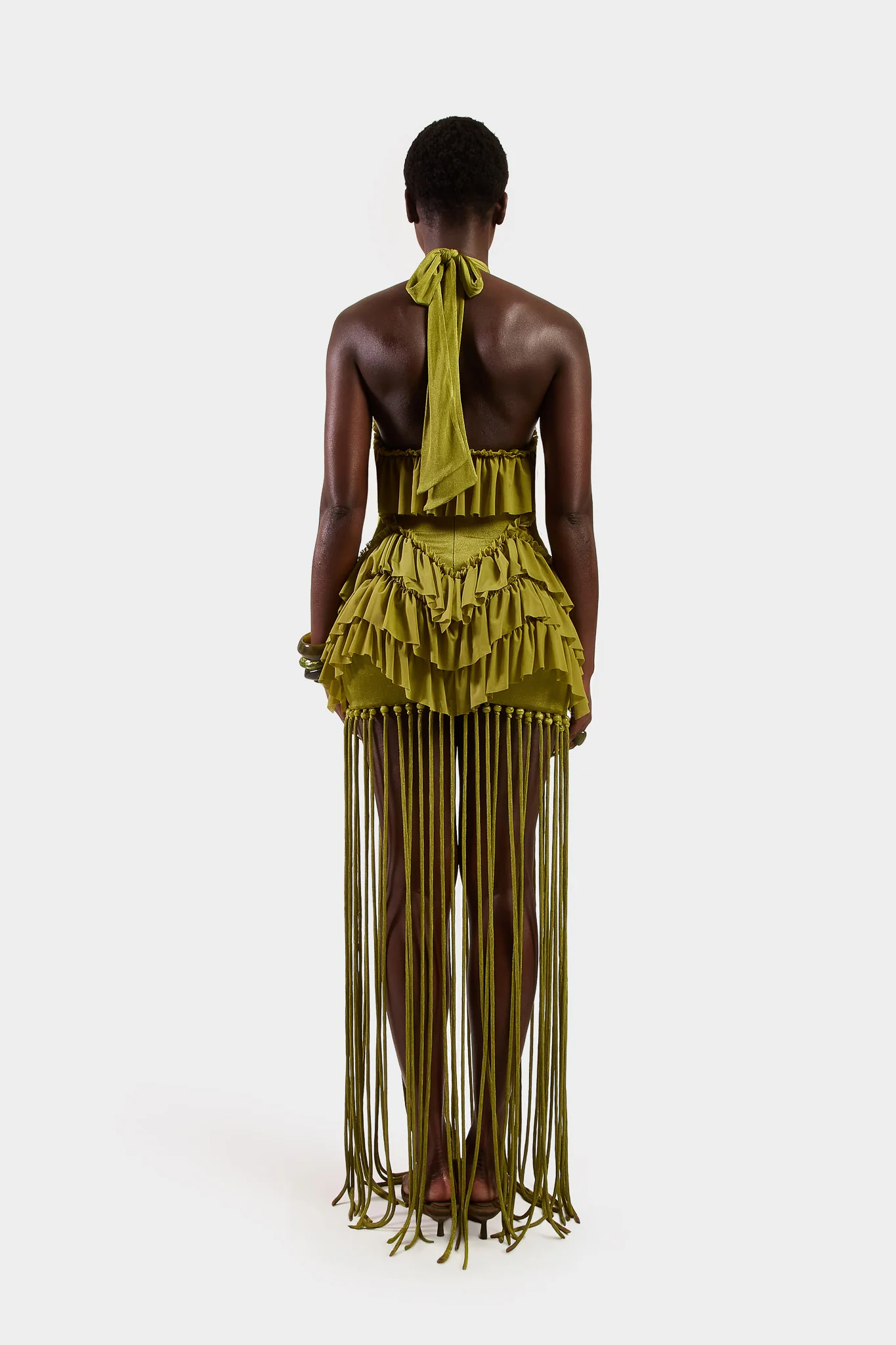 Ruffle Tassel Dress - Olive - Image 5