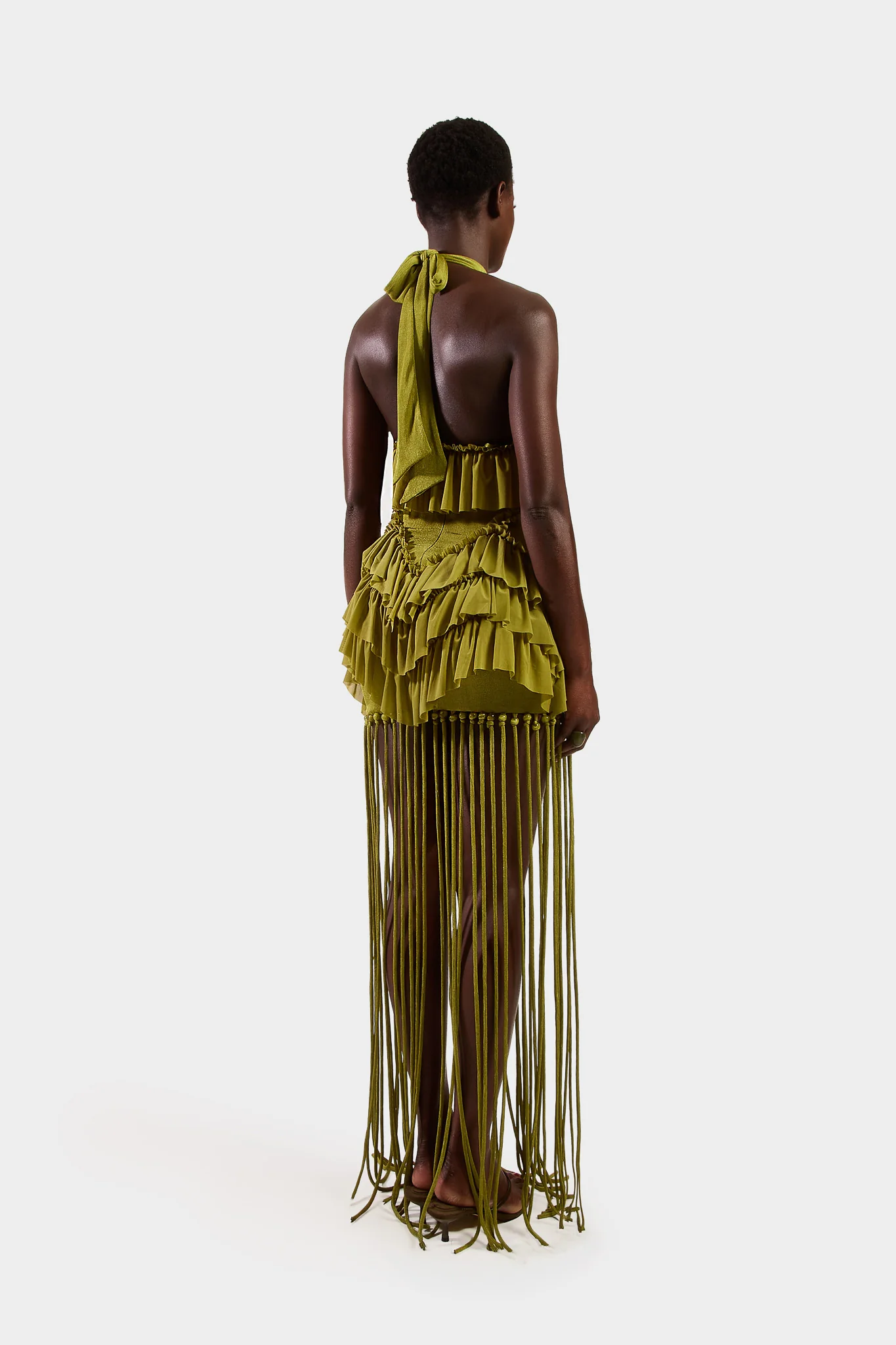 Ruffle Tassel Dress - Olive - Image 6