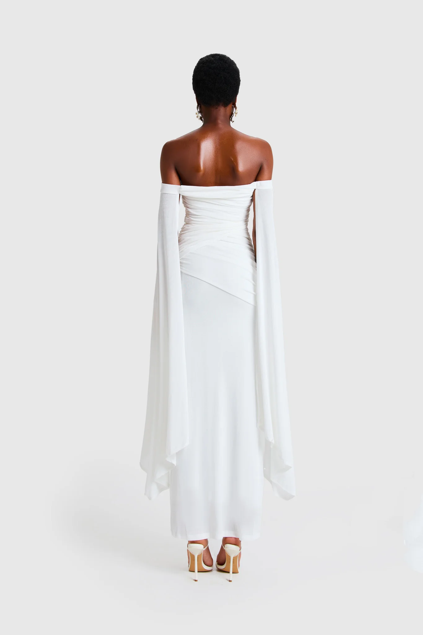Verella Bandeau Maxi Cape Sleeve - White - Image 5