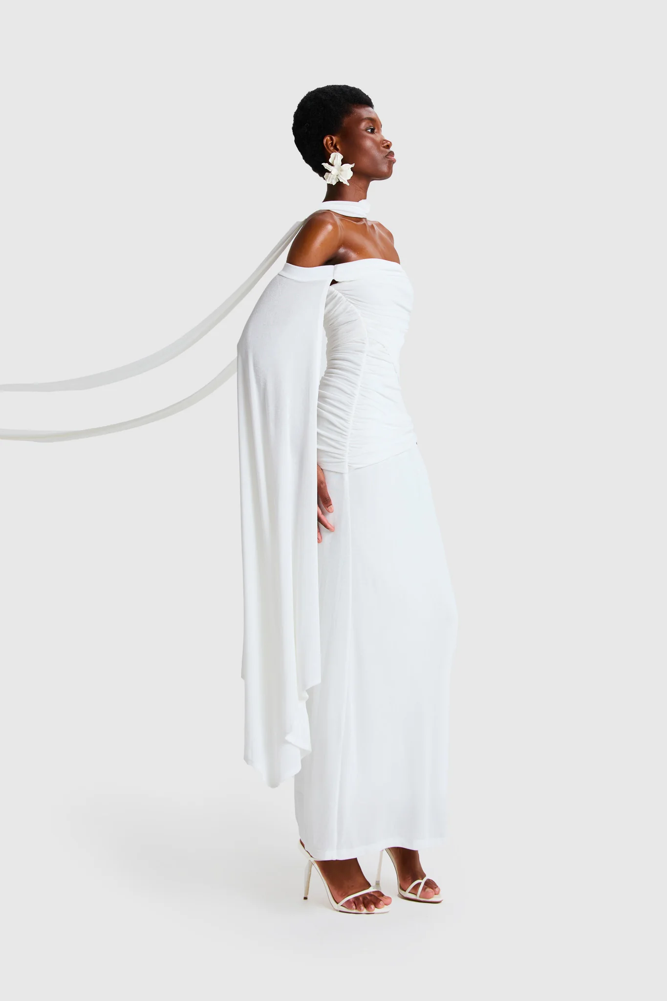 Verella Bandeau Maxi Cape Sleeve - White - Image 6
