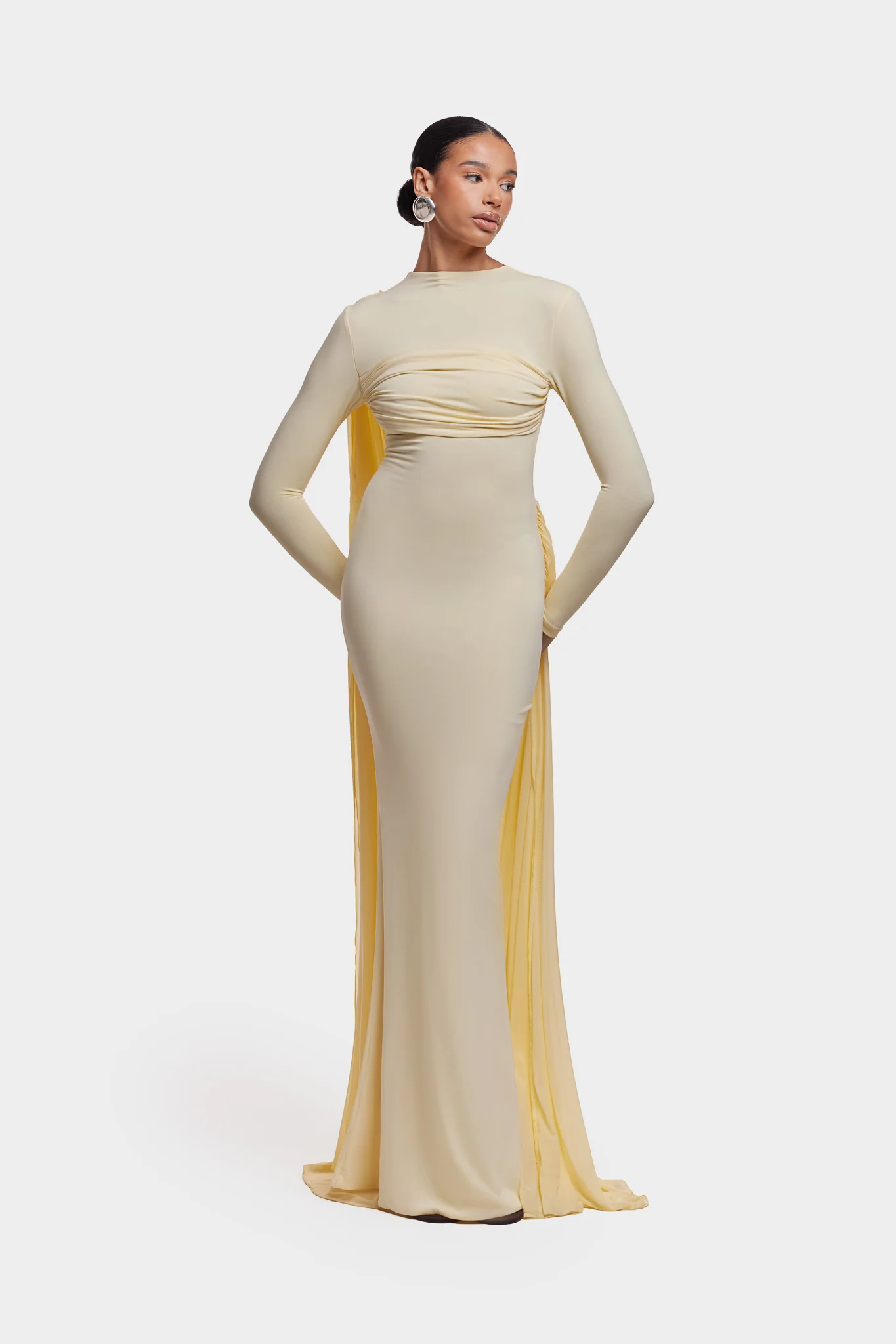 Waterfall Draped Maxi - Butter Yellow - Image 6