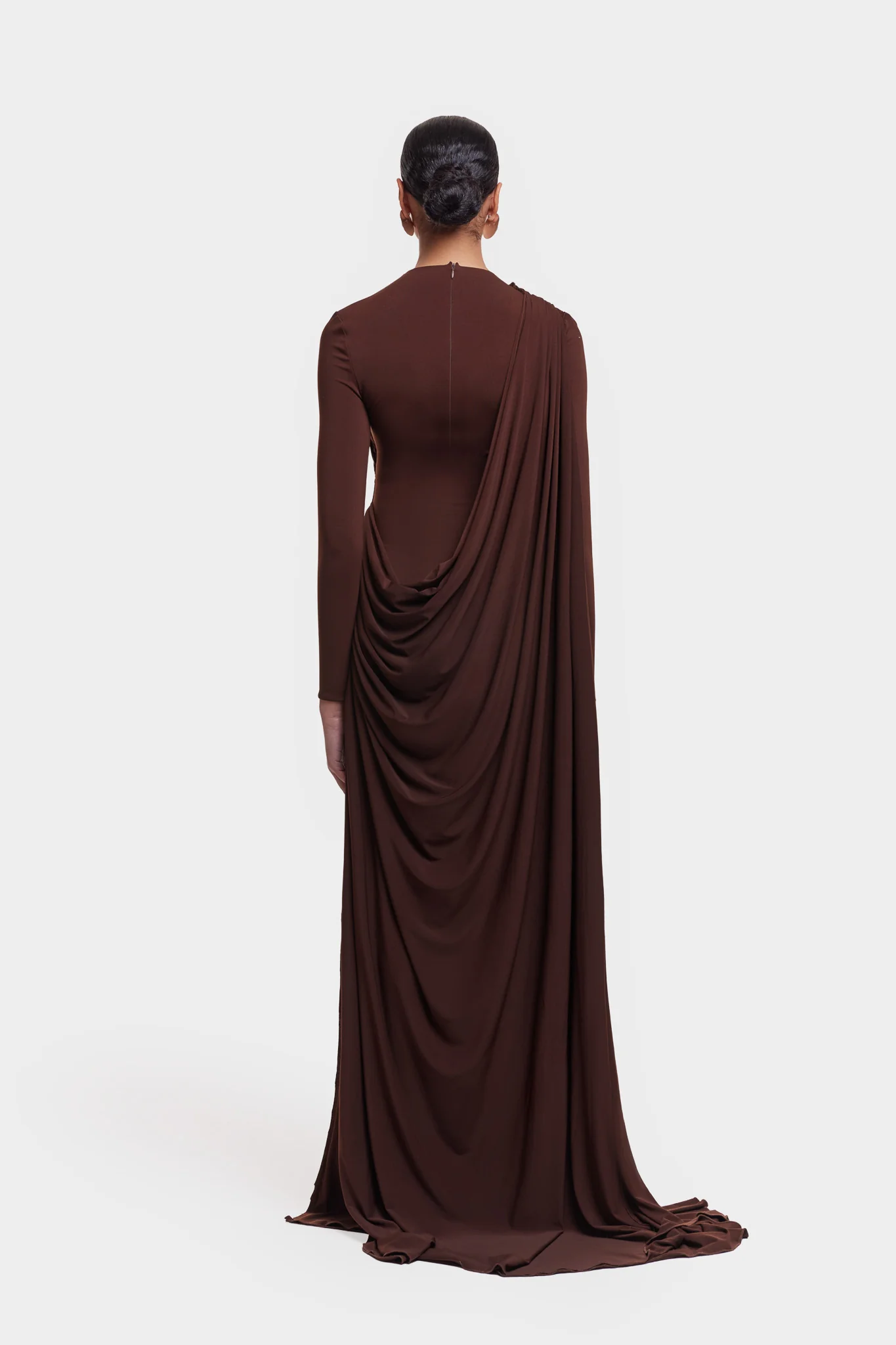 Waterfall Draped Maxi - Deep Brown - Image 3