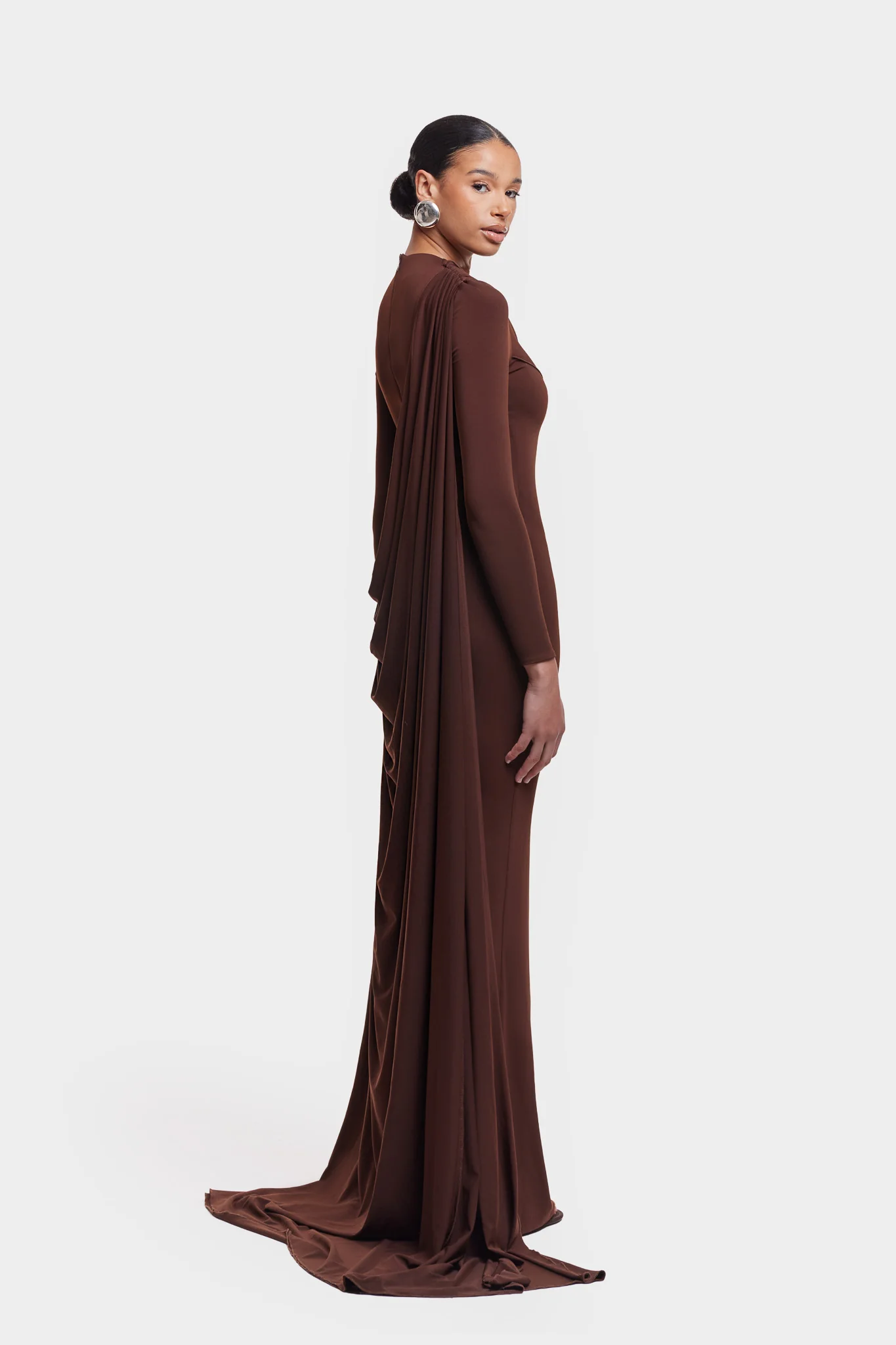 Waterfall Draped Maxi - Deep Brown - Image 4