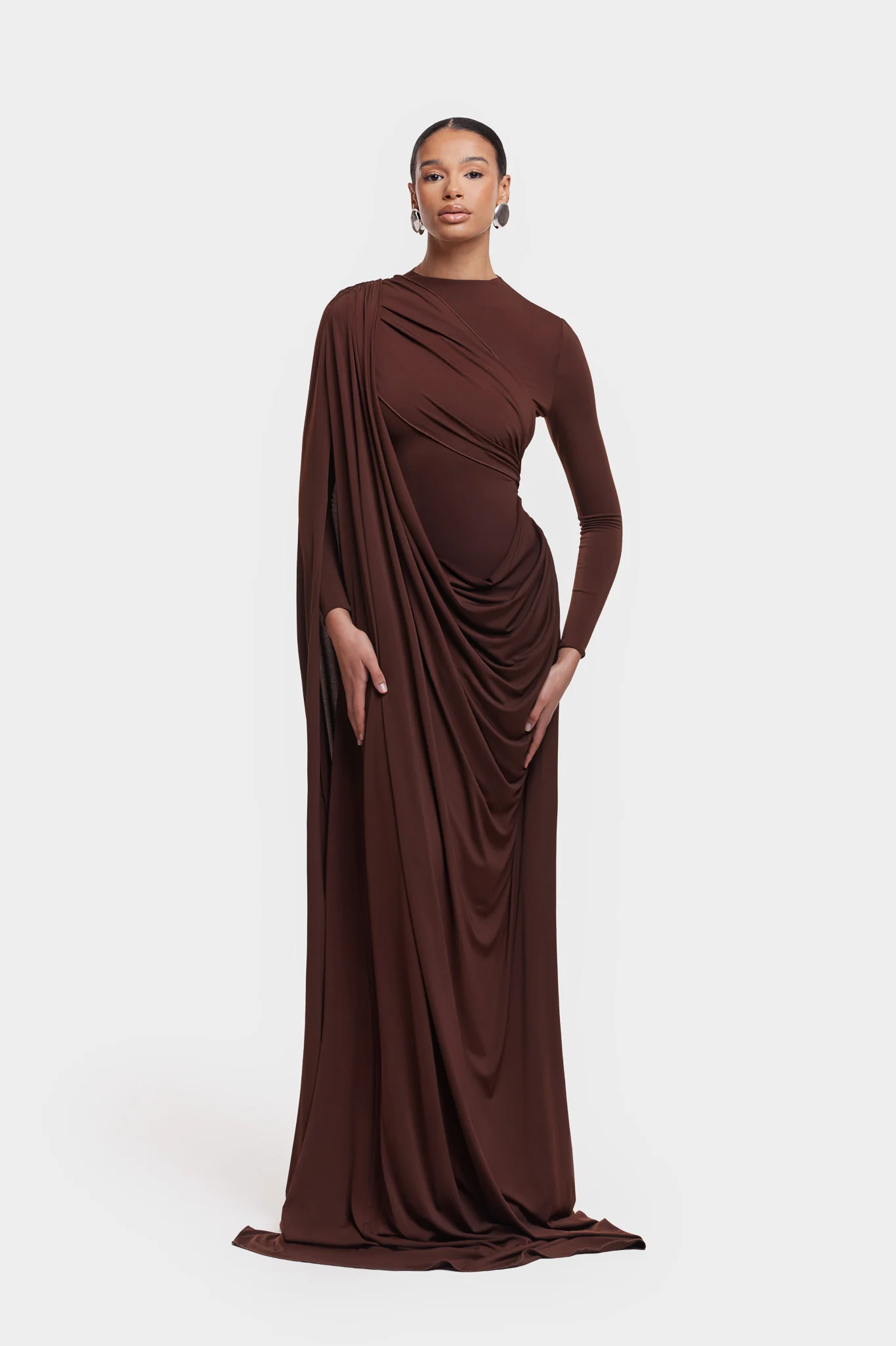 Waterfall Draped Maxi - Deep Brown - Image 6